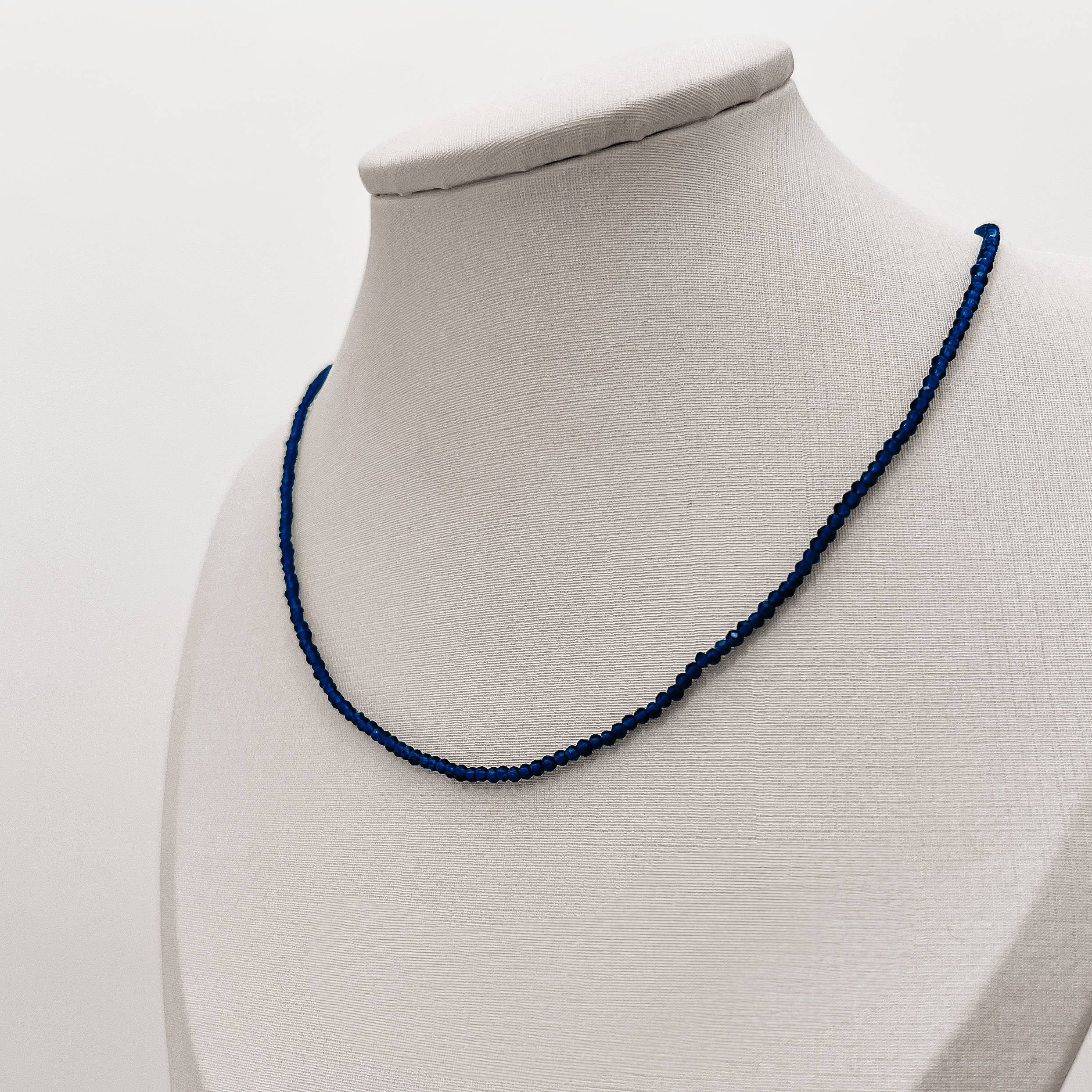 Choker cristal azul bic 2mm com alongadora