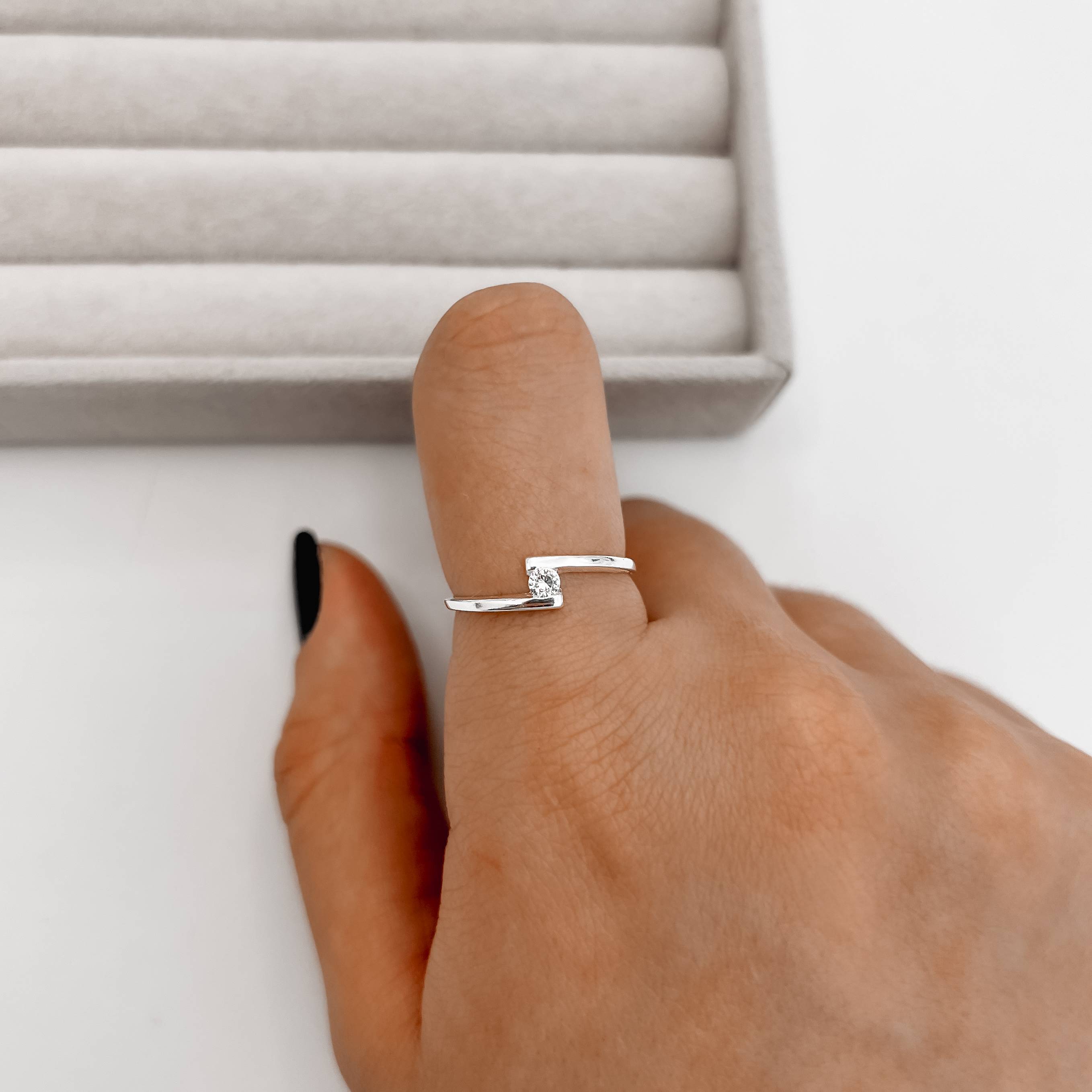 Anel solitário 2.5mm 2 fios