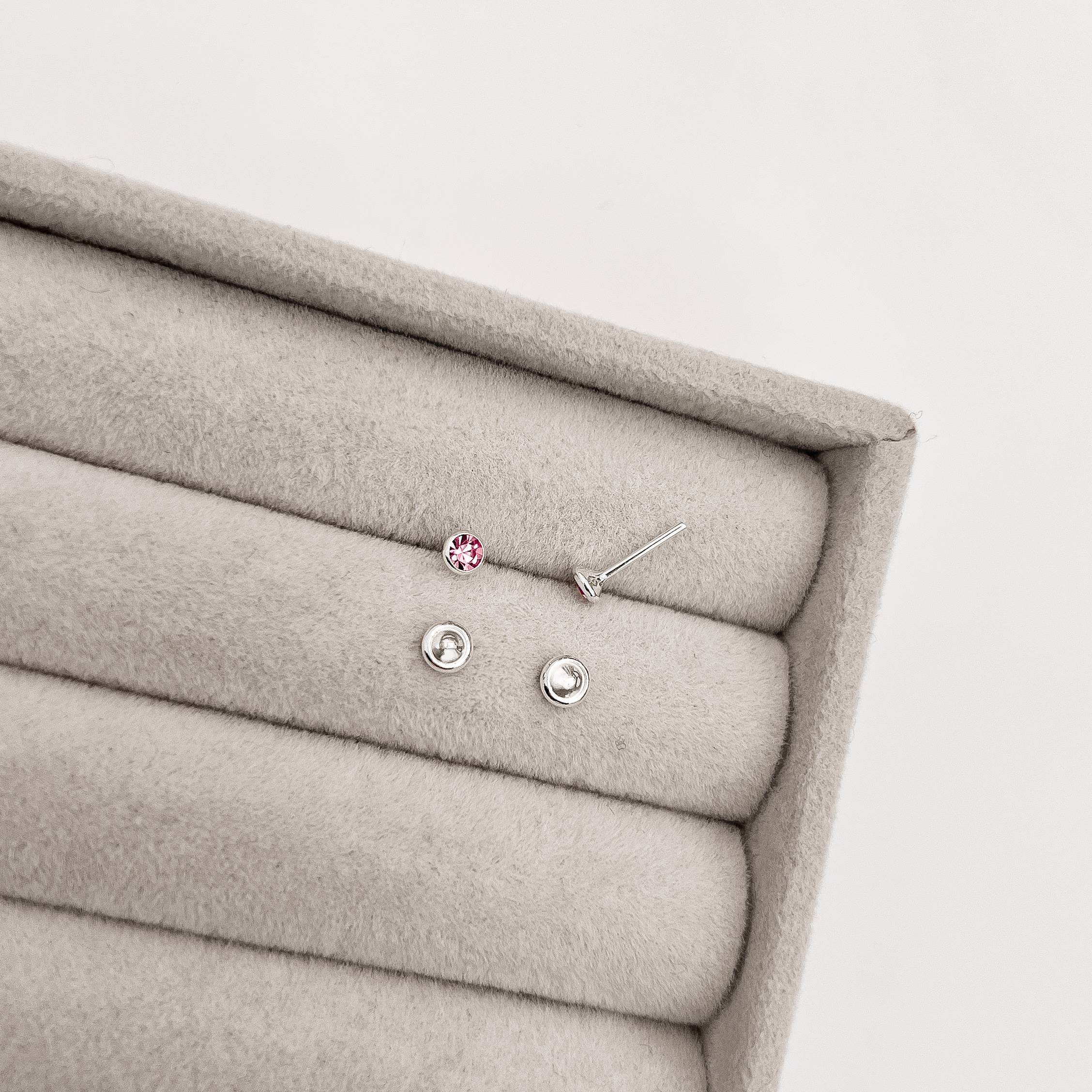 Imagem Brinco infantil zircônia 3mm rosa tarraxa baby - CI