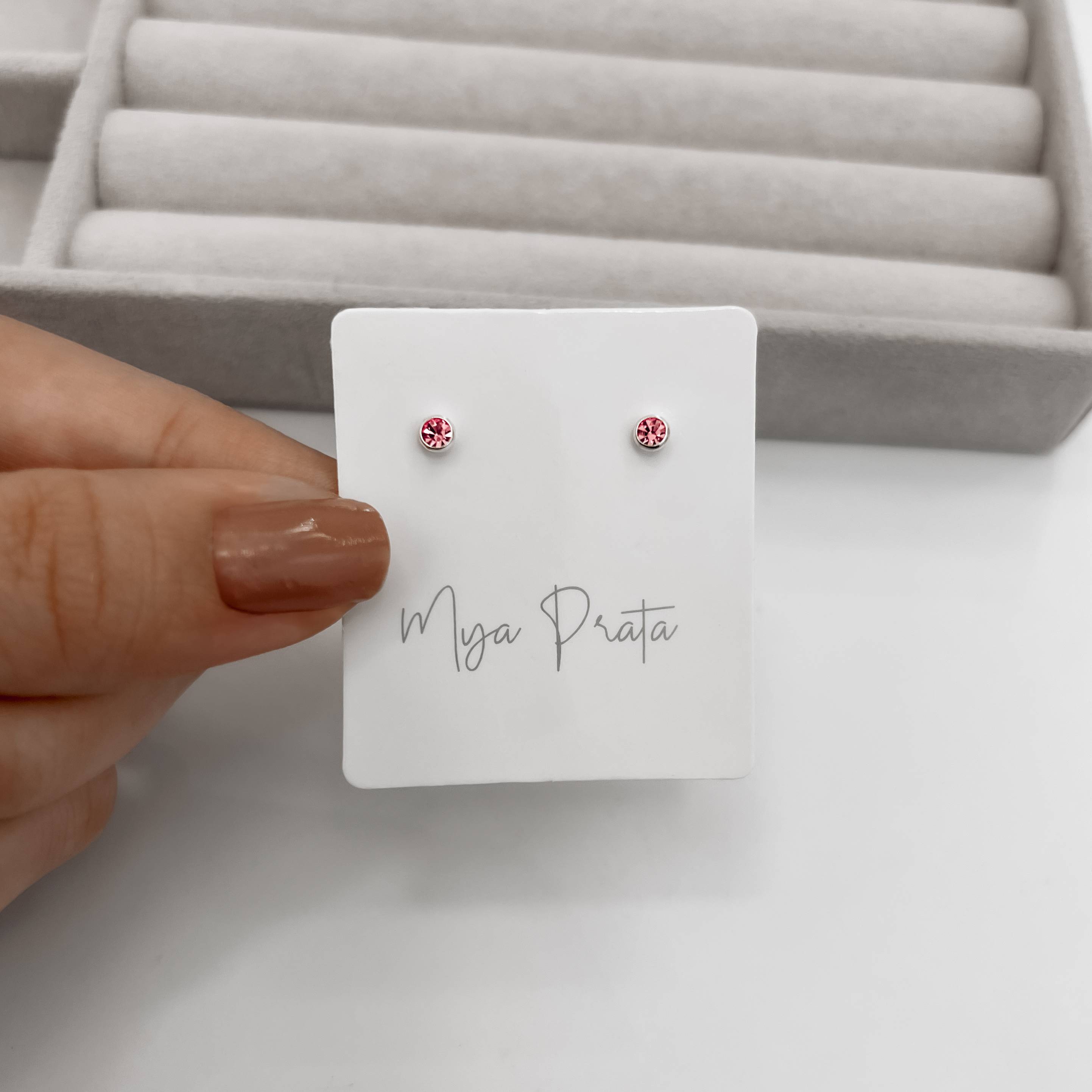 Imagem Secundária Brinco infantil zircônia 3mm rosa tarraxa baby - CI