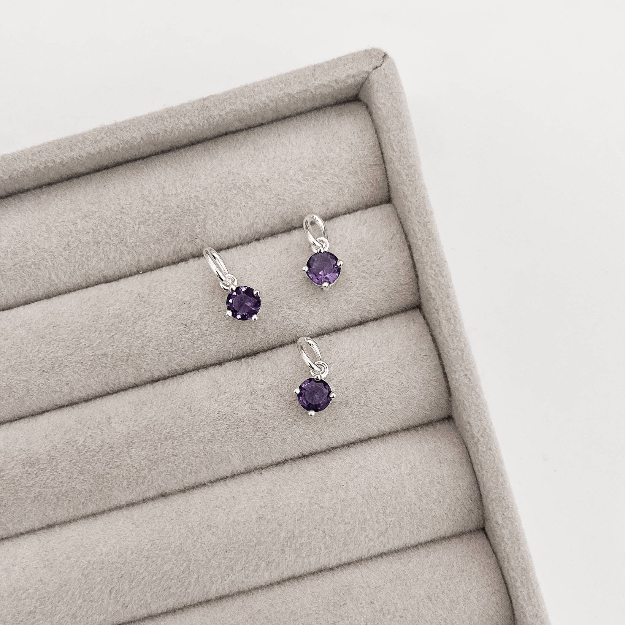 Pingente zircônia redonda ametista 5mm