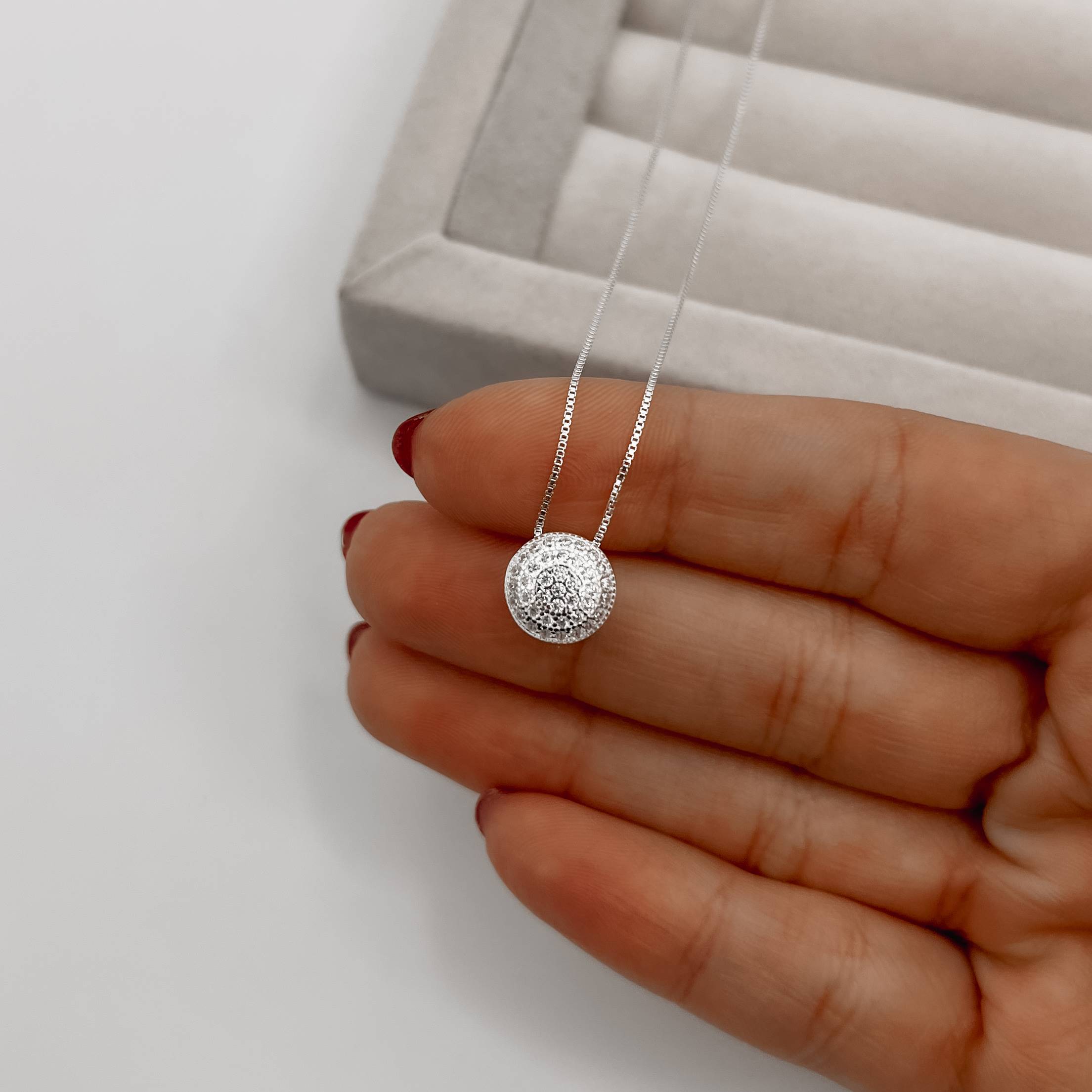 Imagem Secundária Colar círculo cravejado 9mm 40cm