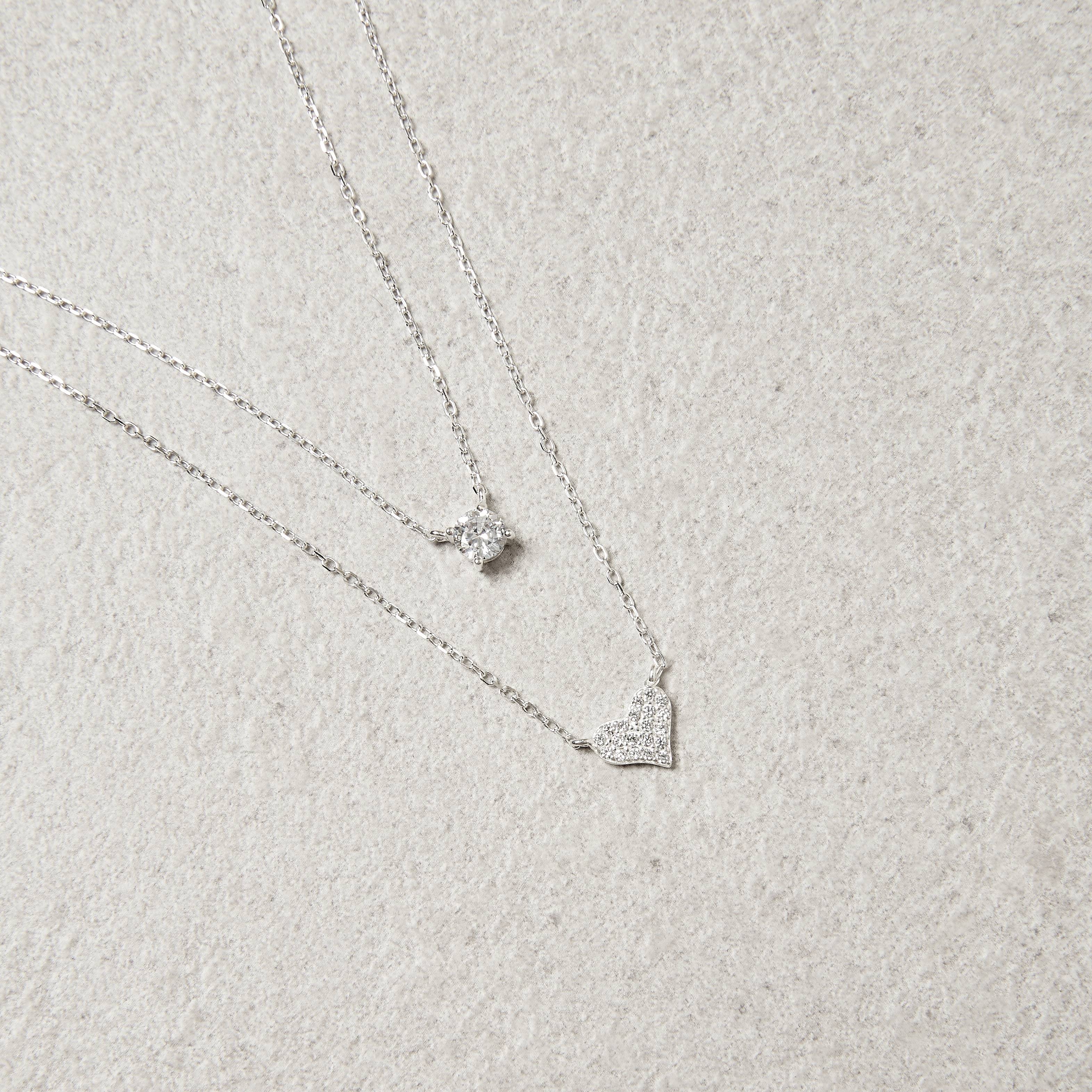 Imagem Colar duplo zircônia cristal 5mm 40cm e coração cravejado 9mm 45cm + alongadora