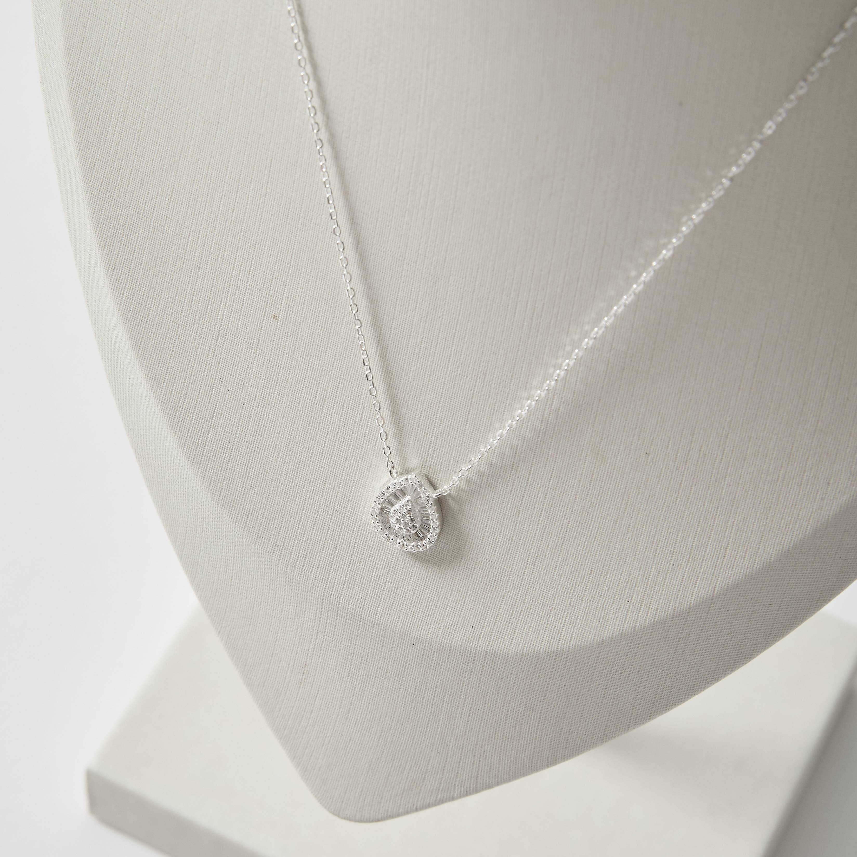 Colar gota toda cravejada 13mm corrente cadeado 40+5cm