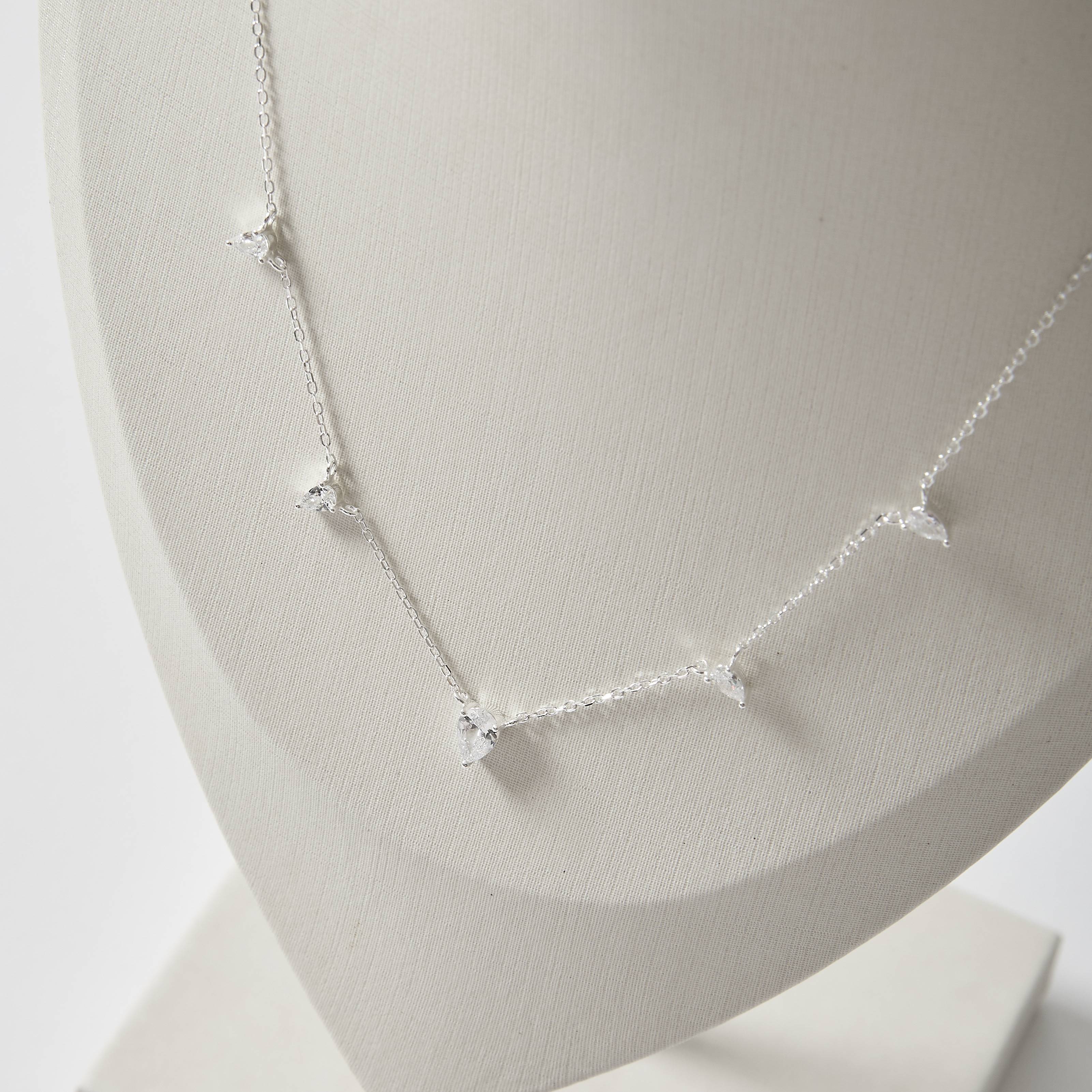 Colar entremeios zircônias gota 5 e 7mm 40+5cm