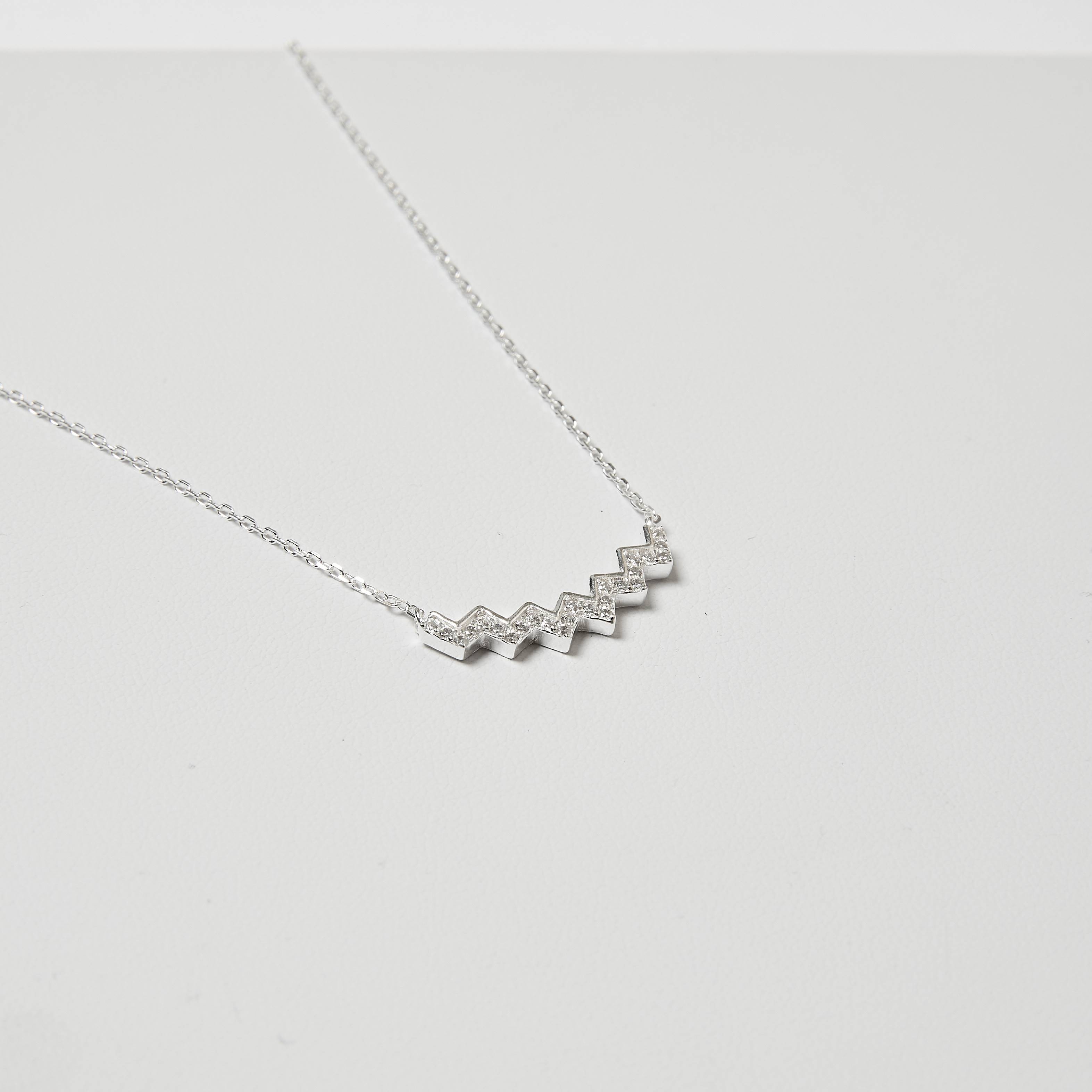 Colar entremeio zigzag cravejado 23mm 40+5cm