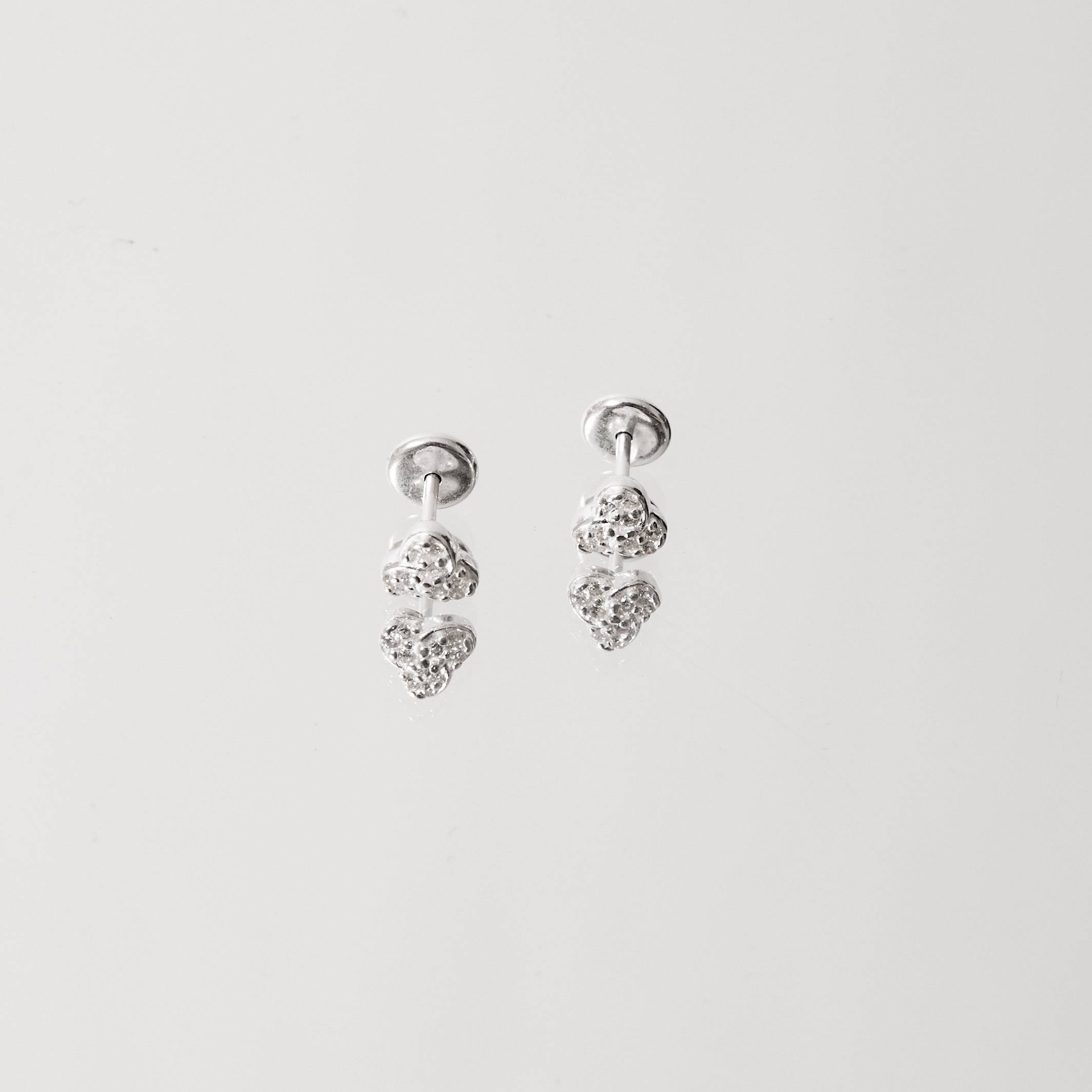 Brinco infantil flor com zircônias 5mm tarraxa baby