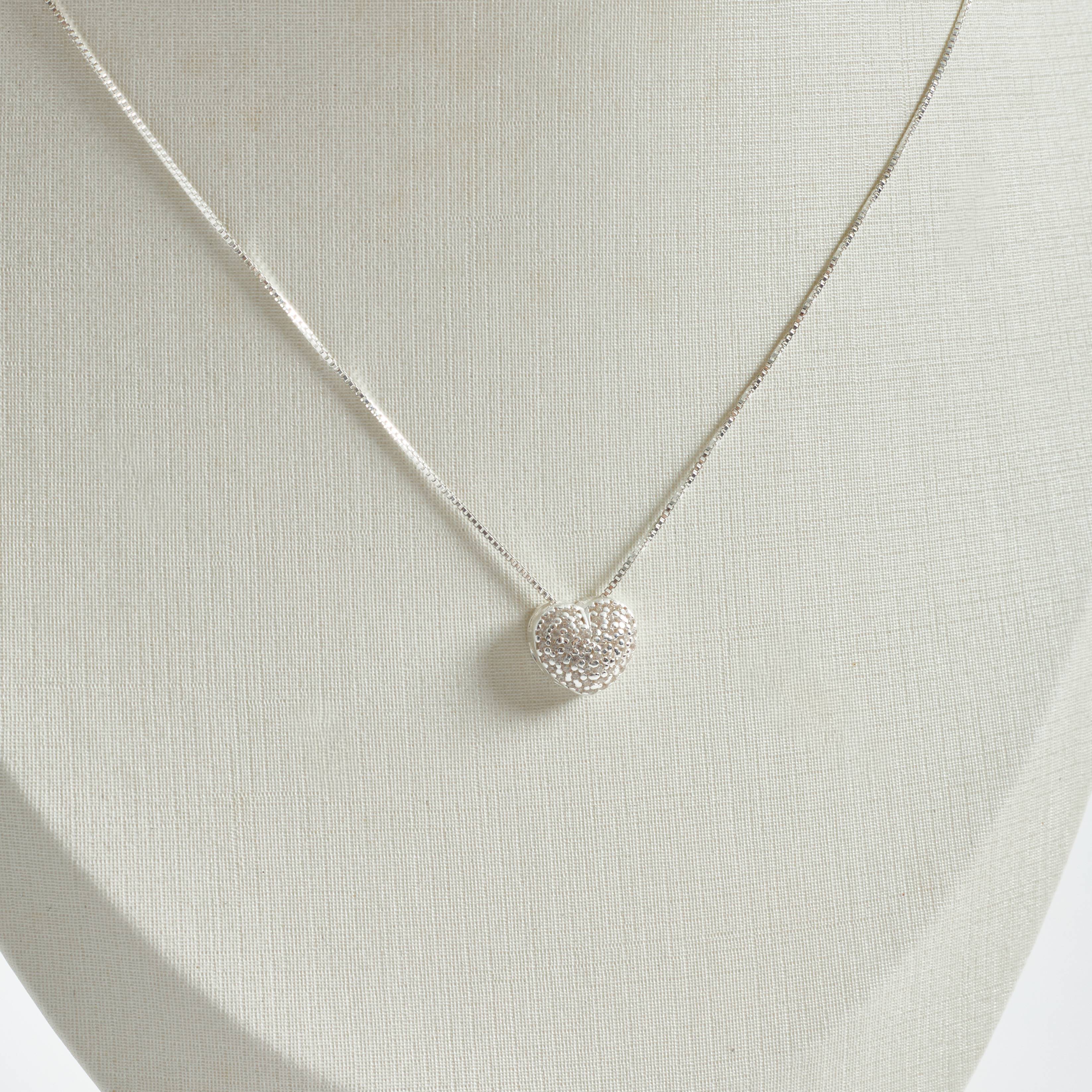 Imagem Colar coração cravejado cristal passante 10mm 45cm