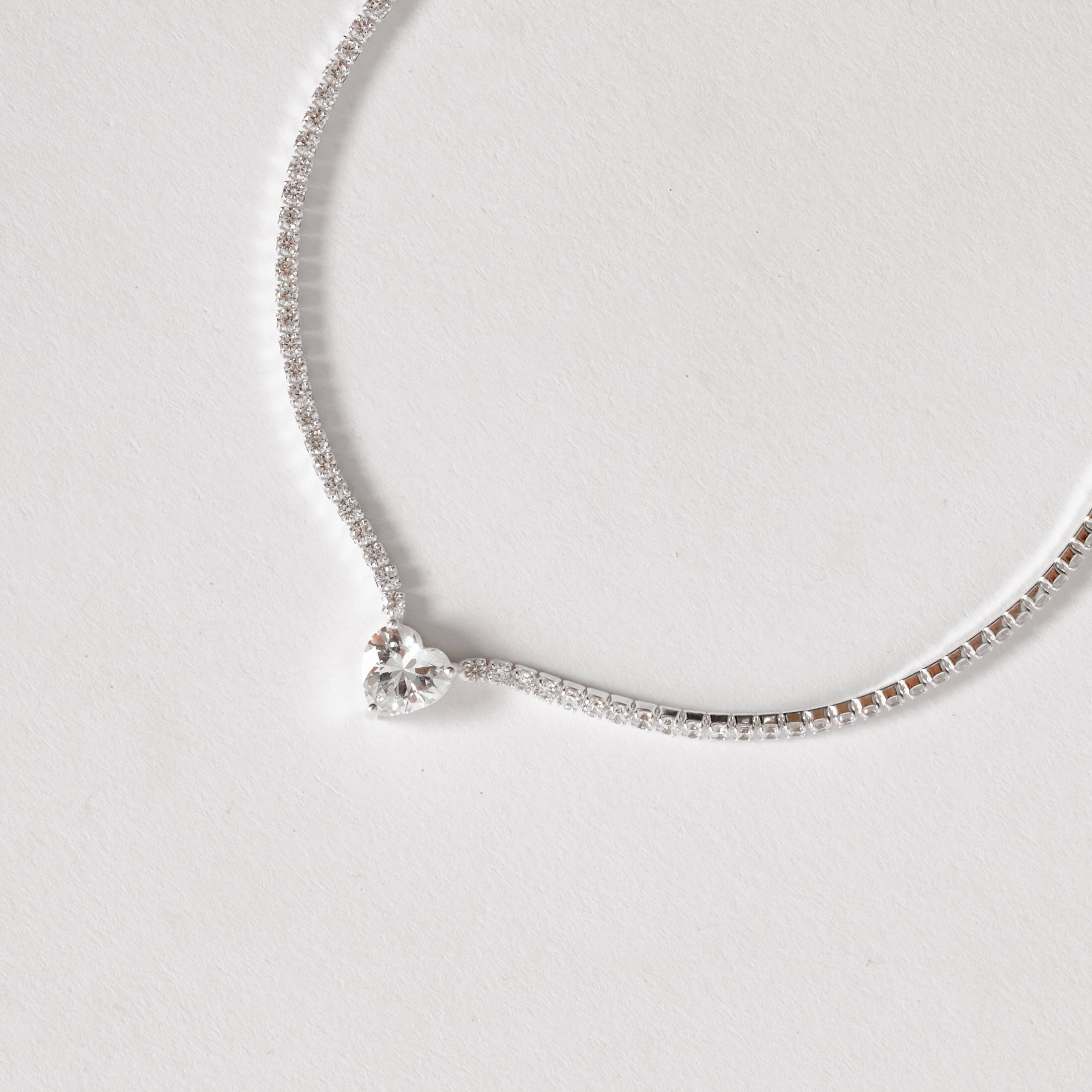 Imagem Secundária Colar Riviera 2.1 com zircônia coração cristal 9mm 40+5cm