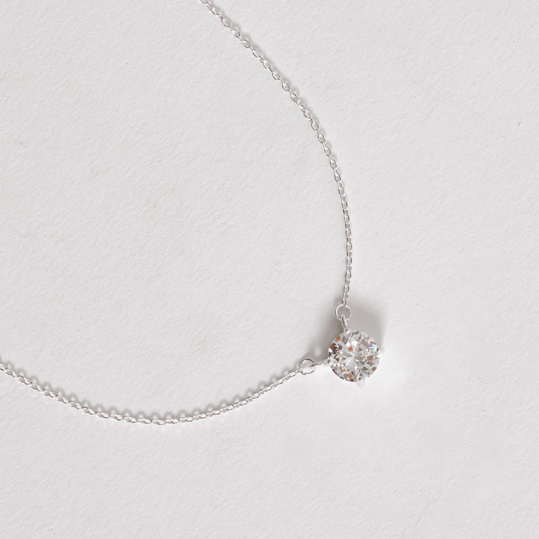 Colar entremeio zircônia redonda 7mm corrente cadeado 40+5cm