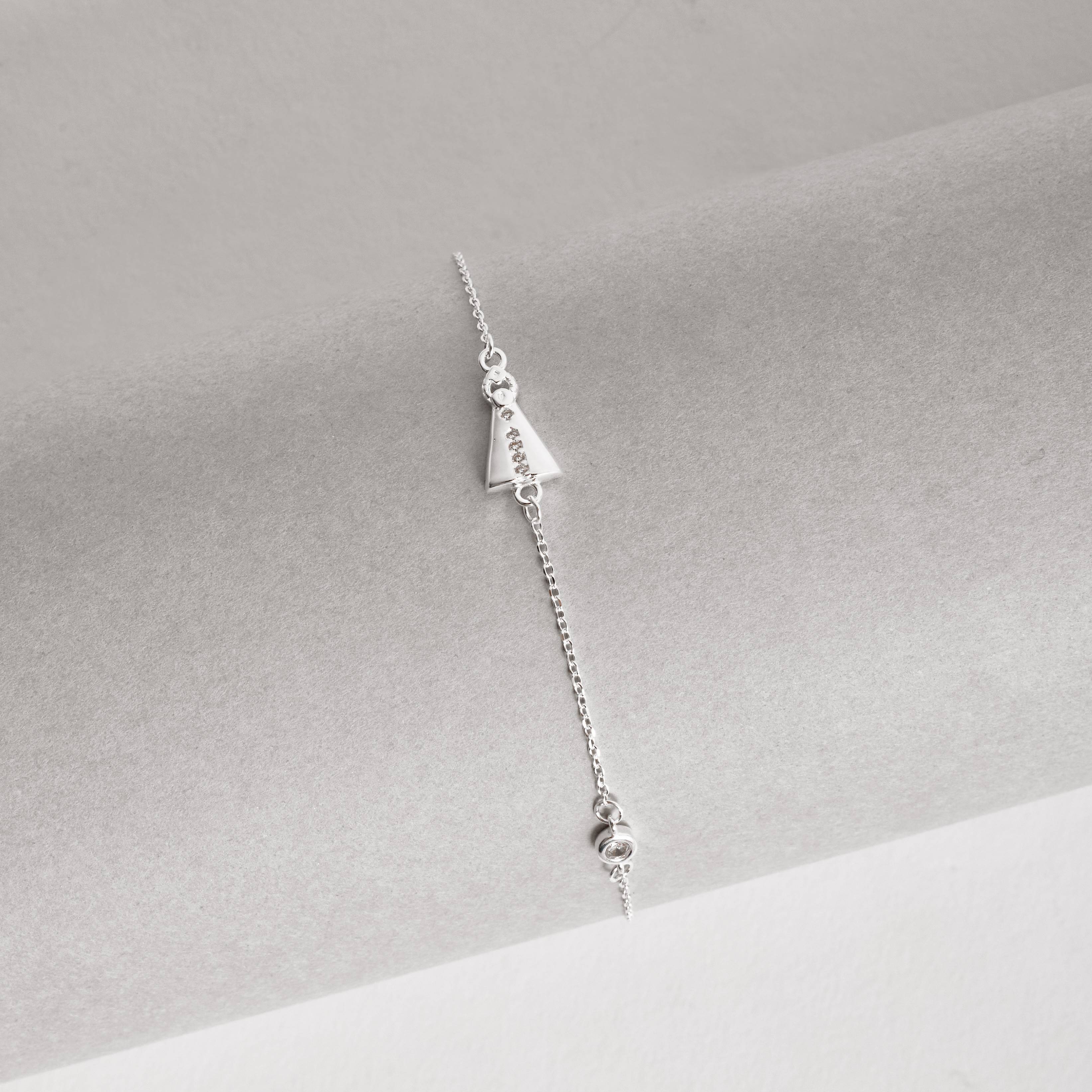 Pulseira entremeios Nsa. Sra. Aparecida cravejada e zircônia 16+5cm