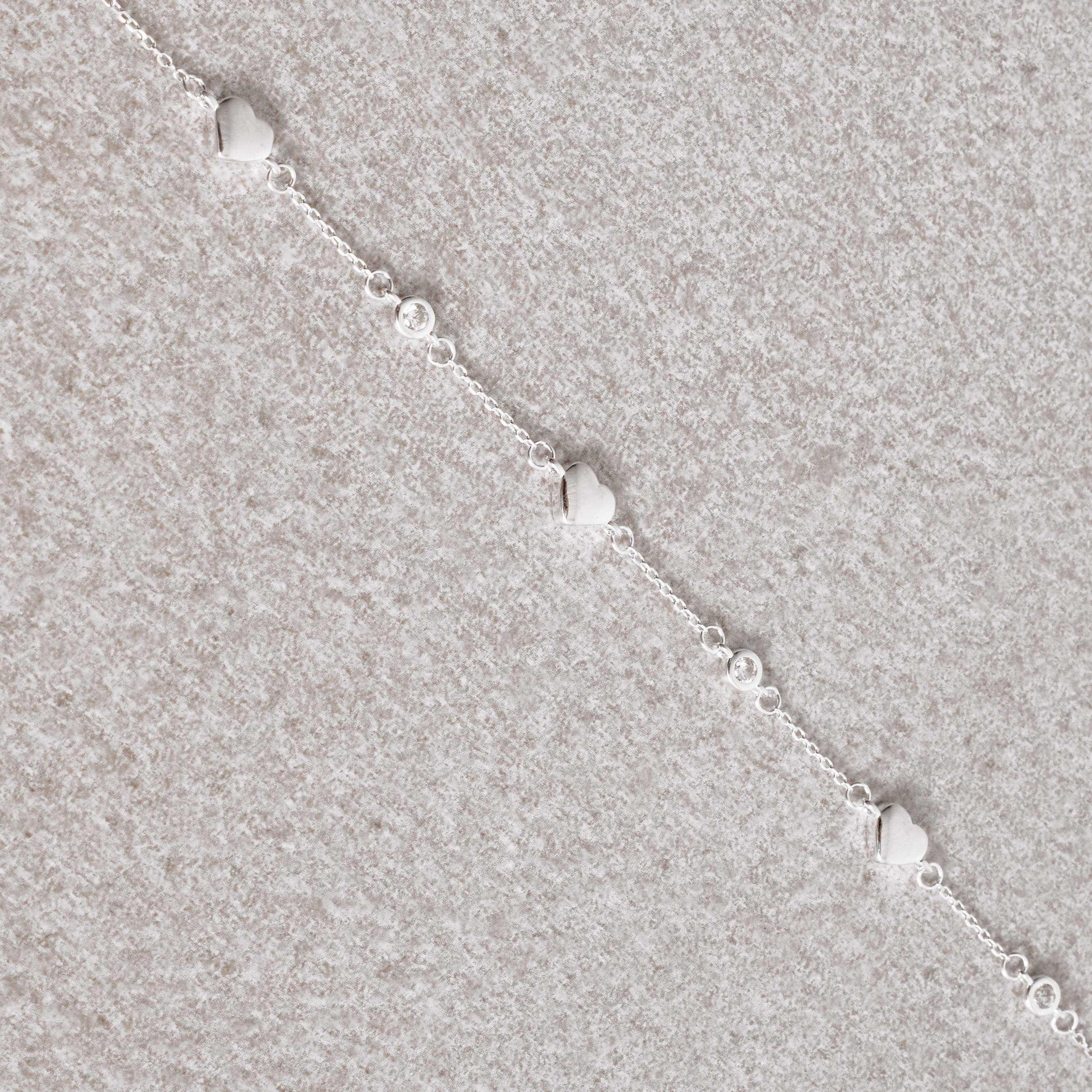 Pulseira entremeios zircônia e coração 16+5cm