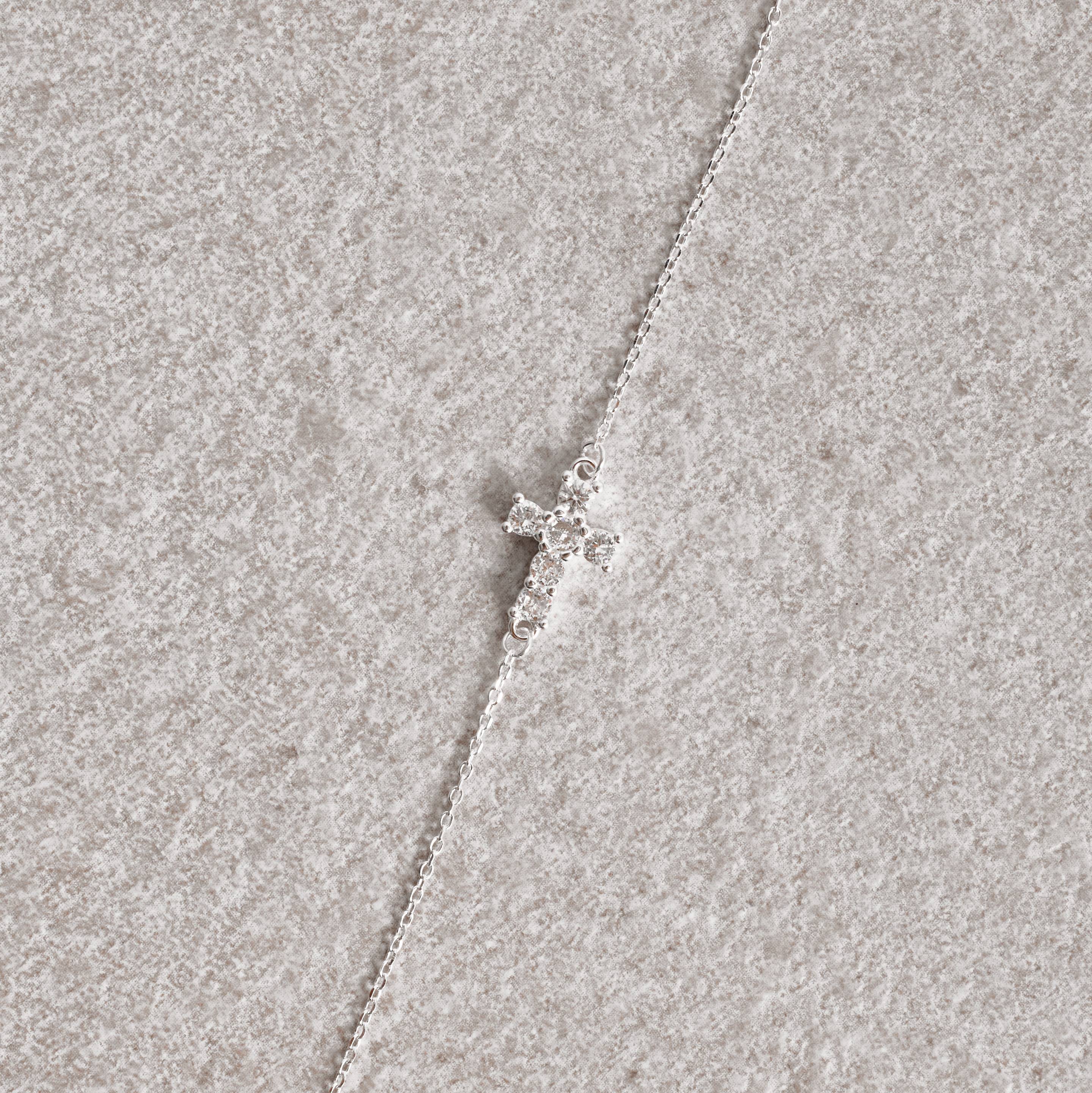 Pulseira entremeio cruz cravejada 11mm 16+5cm