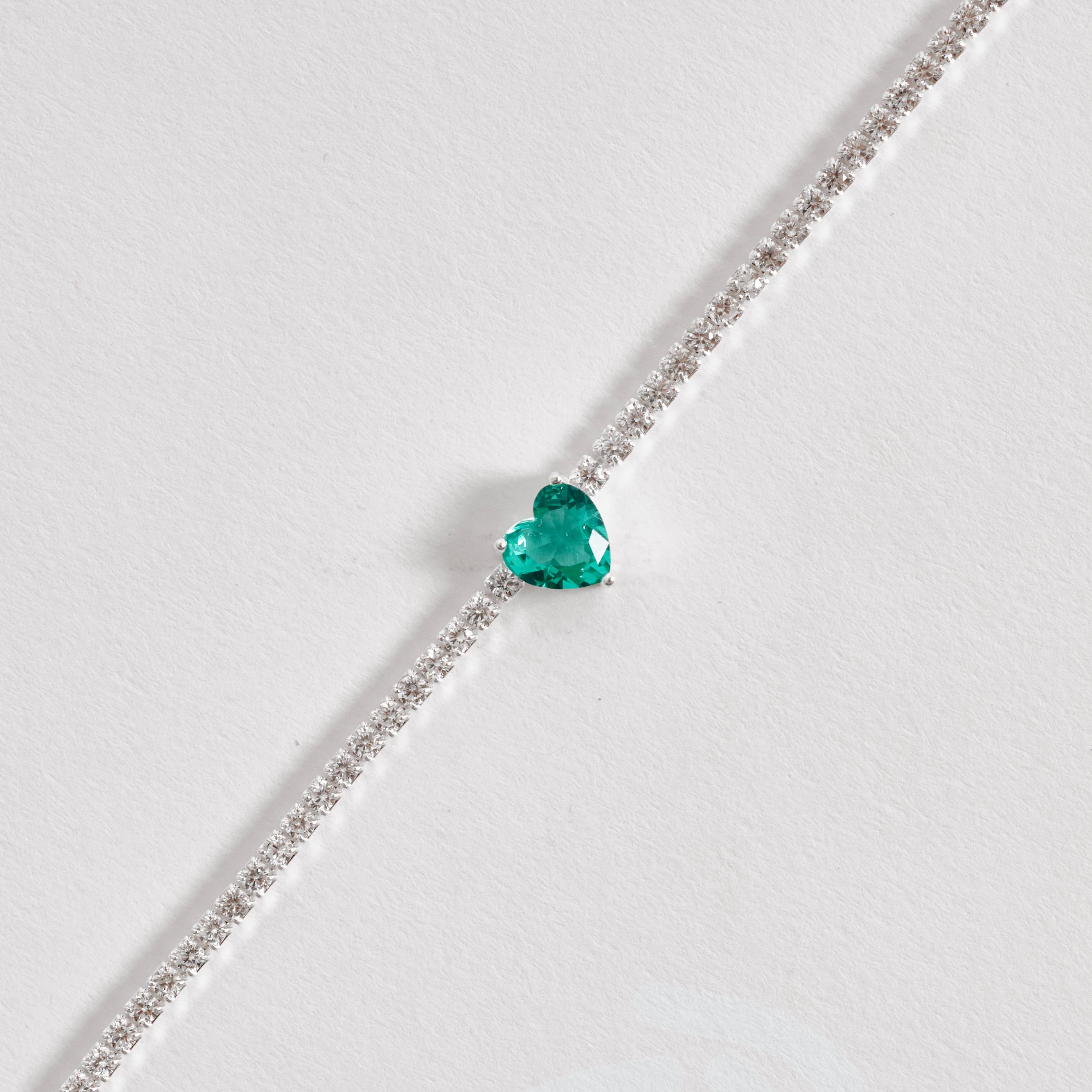 Pulseira Riviera 2.1 com zircônia coração turmalina 16+4cm