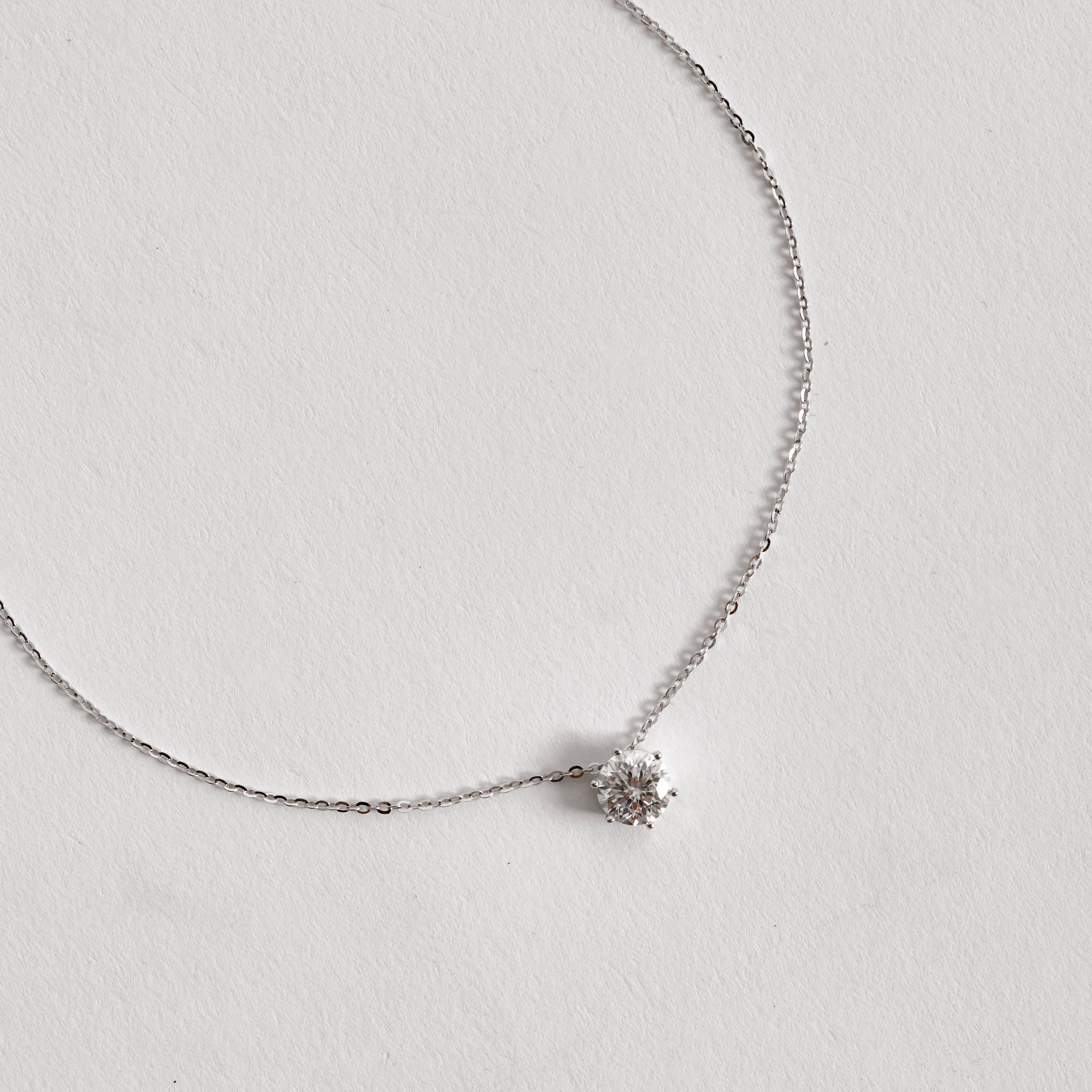 Imagem Secundária Colar pingente moissanite cristal 6.5mm corrente cadeadinho 45cm ródio