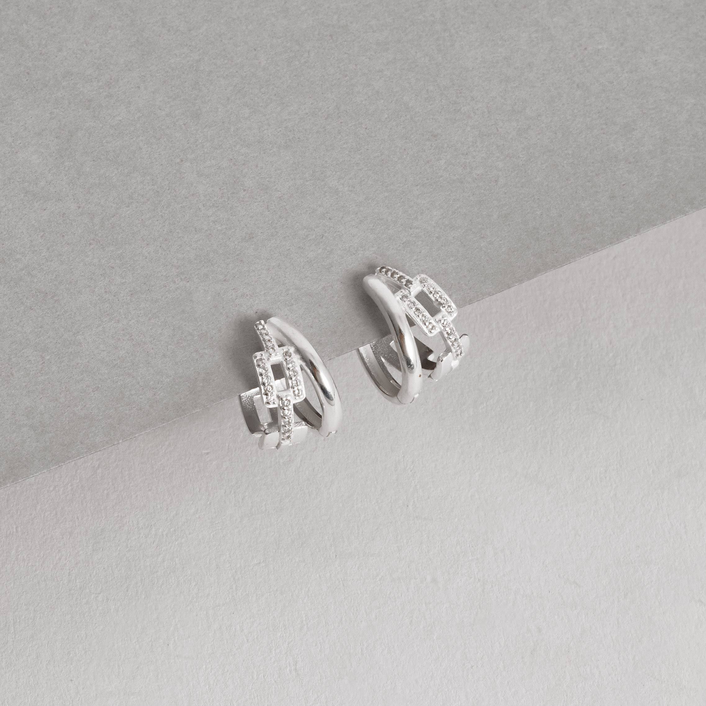 Argola click dupla 13mm lisa e corrente cravejada