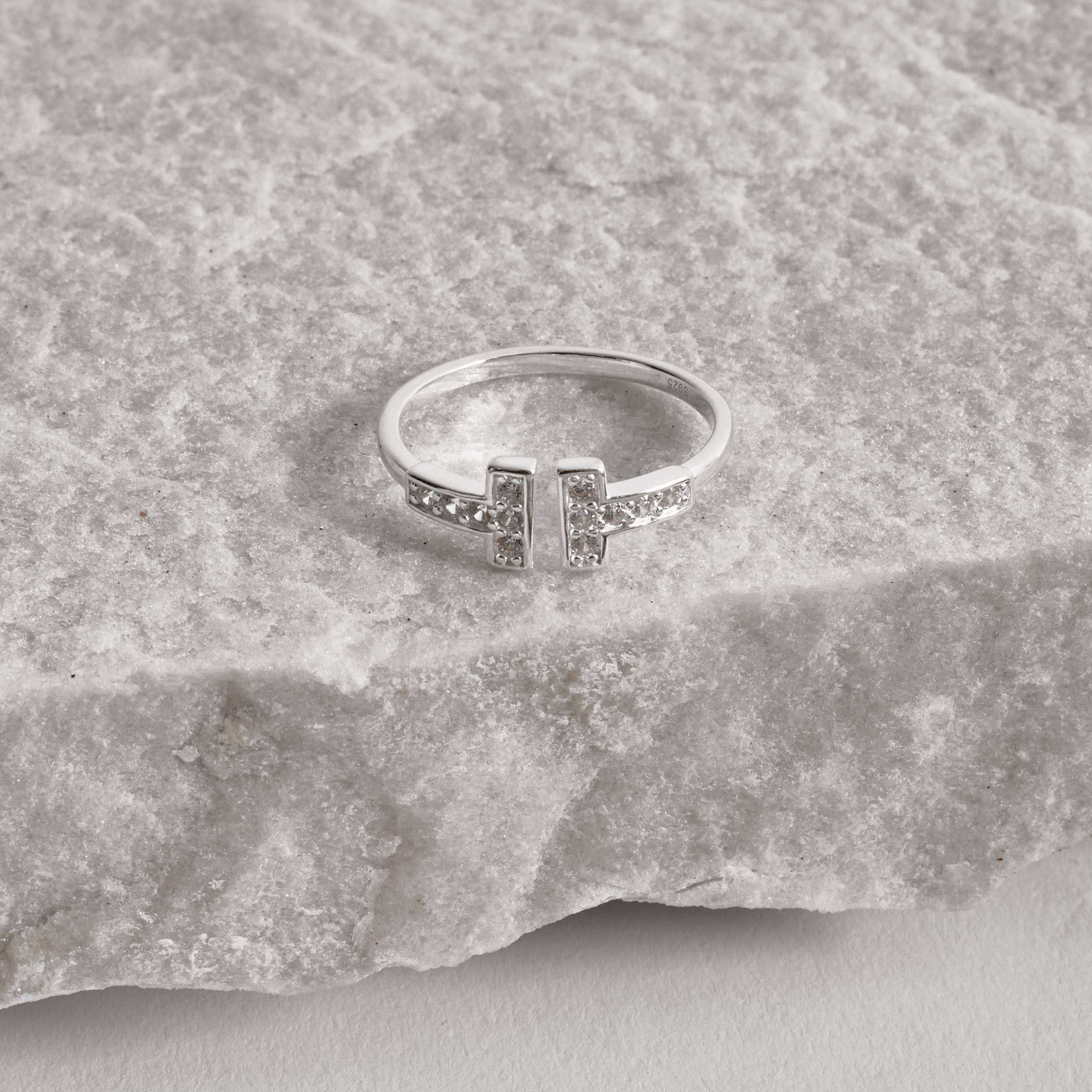 Anel aberto 2 palitos com cravejado