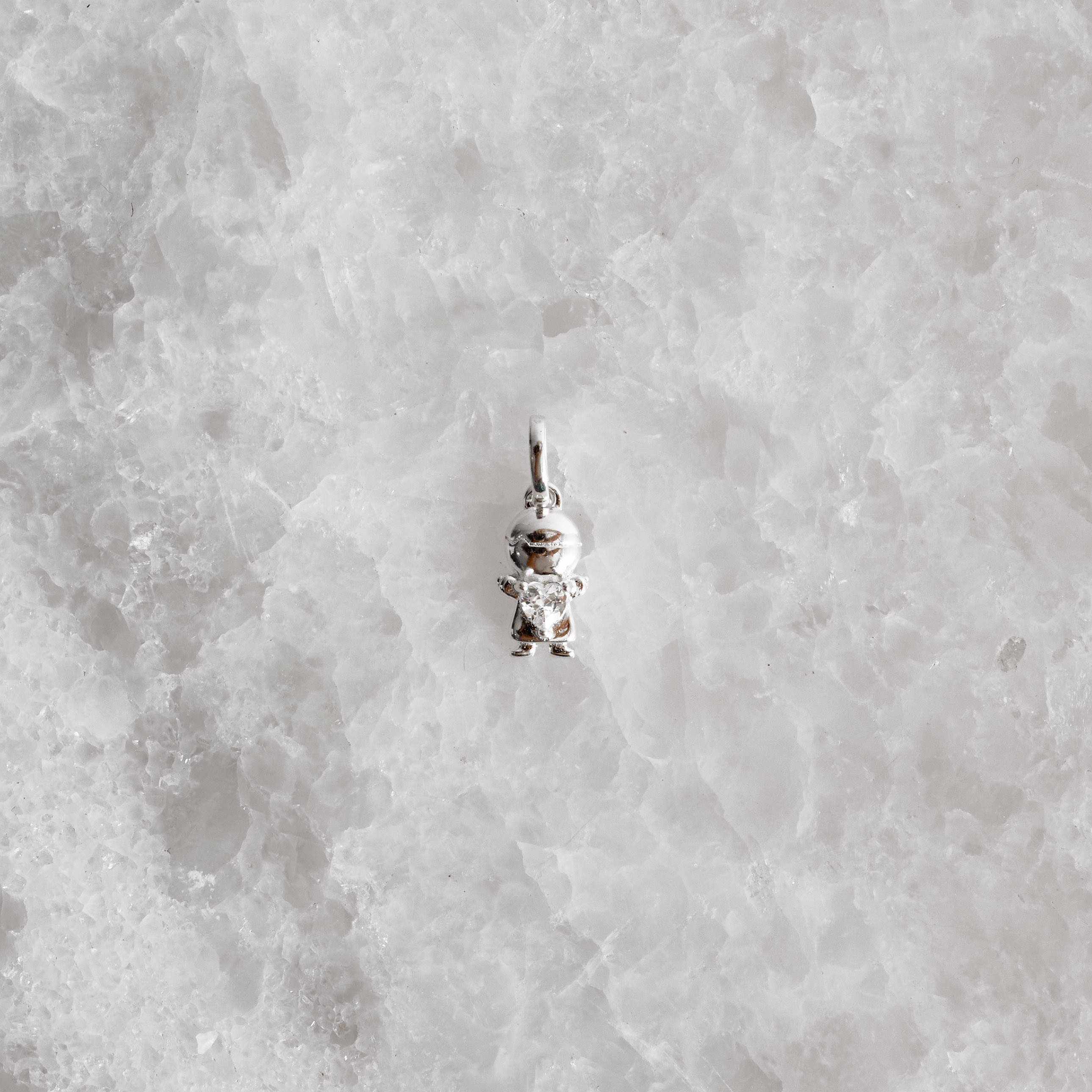 Pingente menino com zircônia coração 9mm