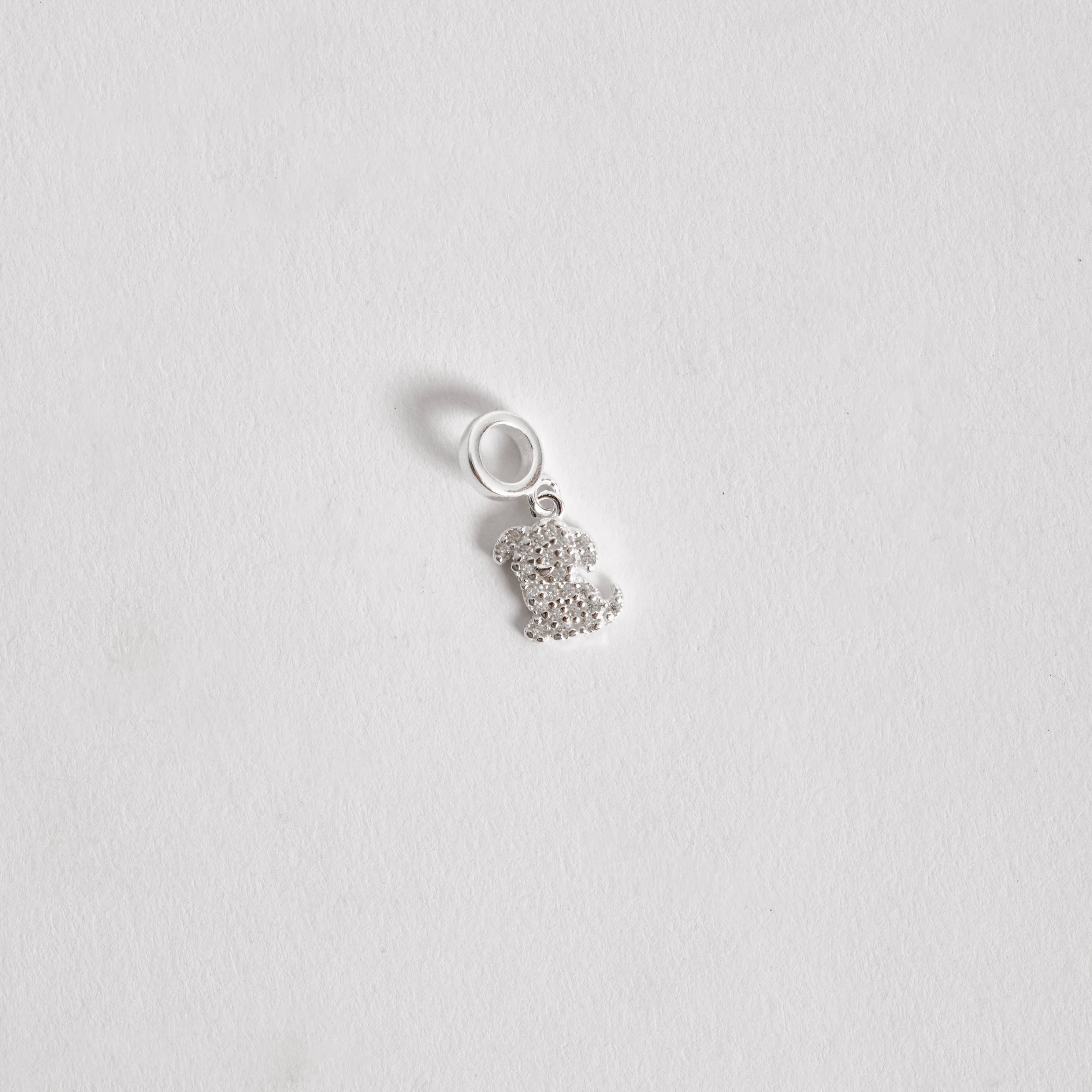 Berloque pingente cachorro cravejado 9mm