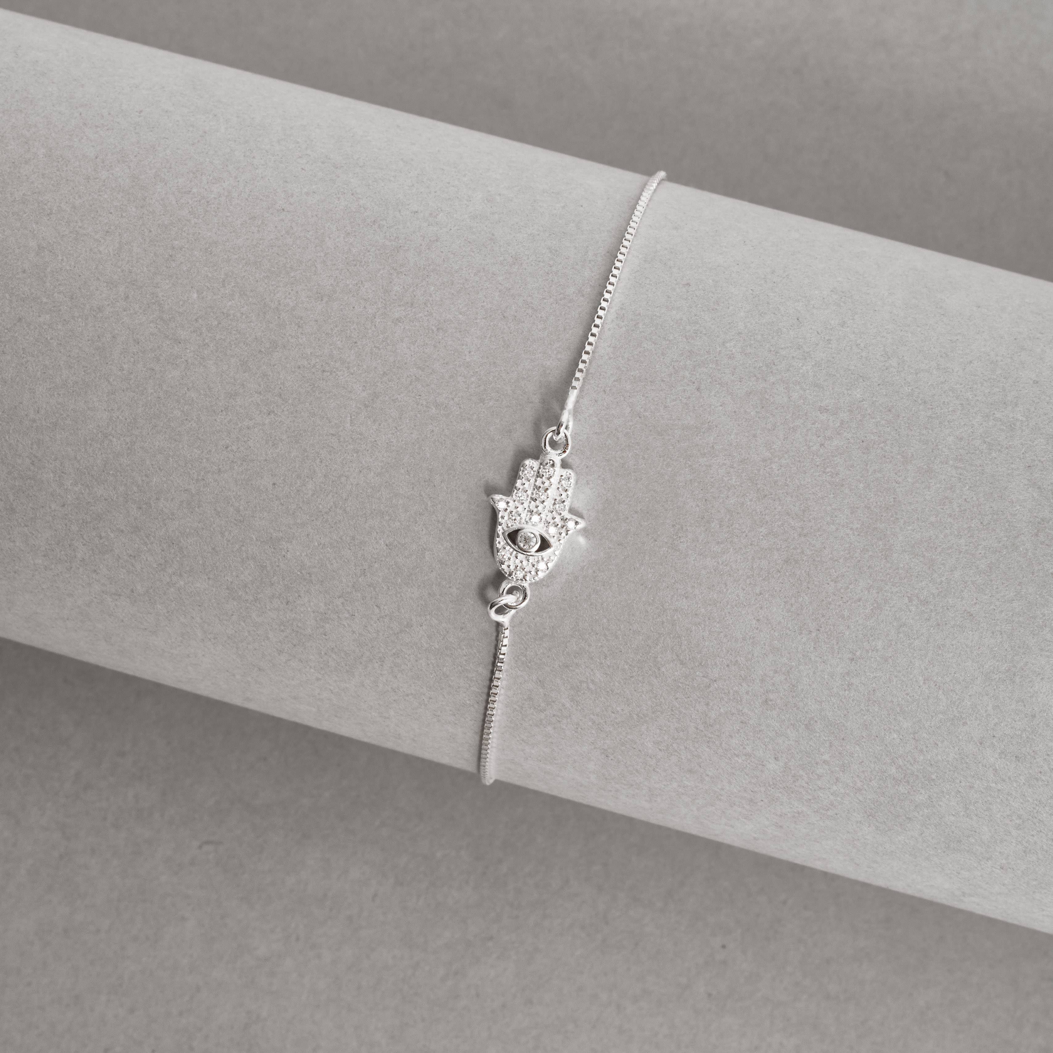 Pulseira entremeio mão cravejada 11mm v15 16cm com alongadora