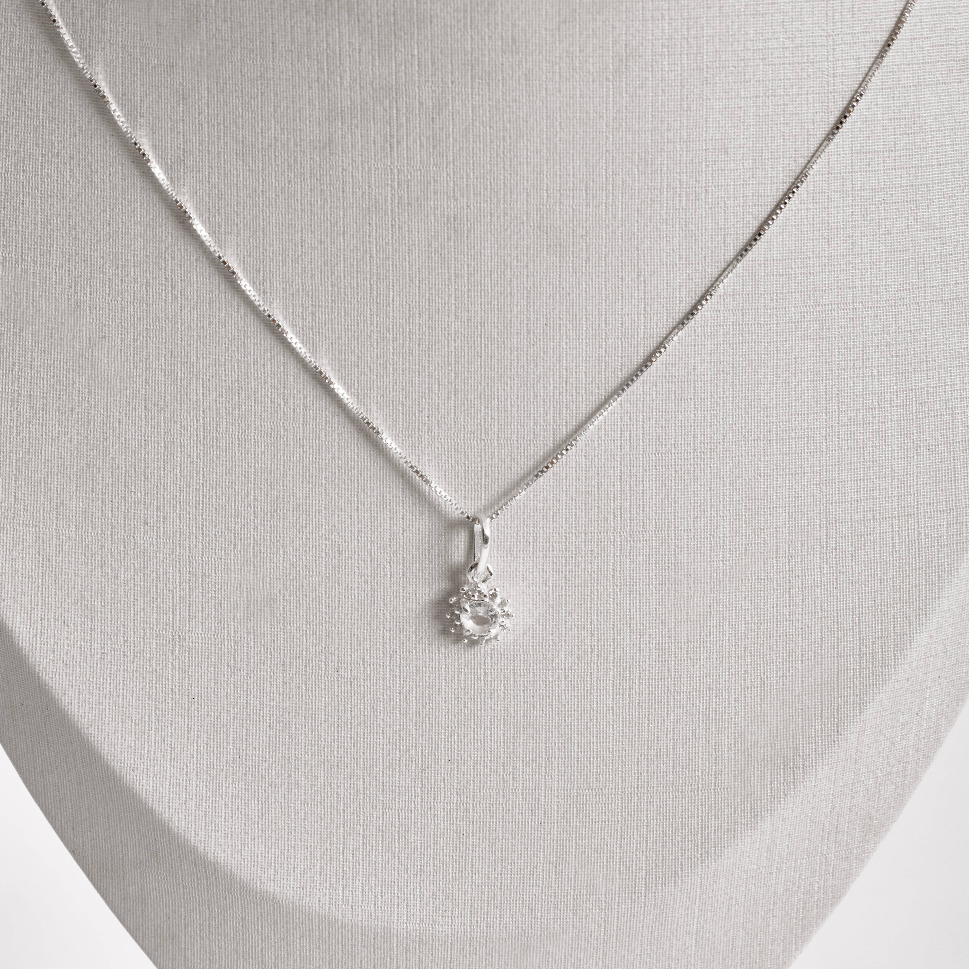 Imagem Secundária Colar pingente zircônia redonda cristal com cravejado 7mm 45cm