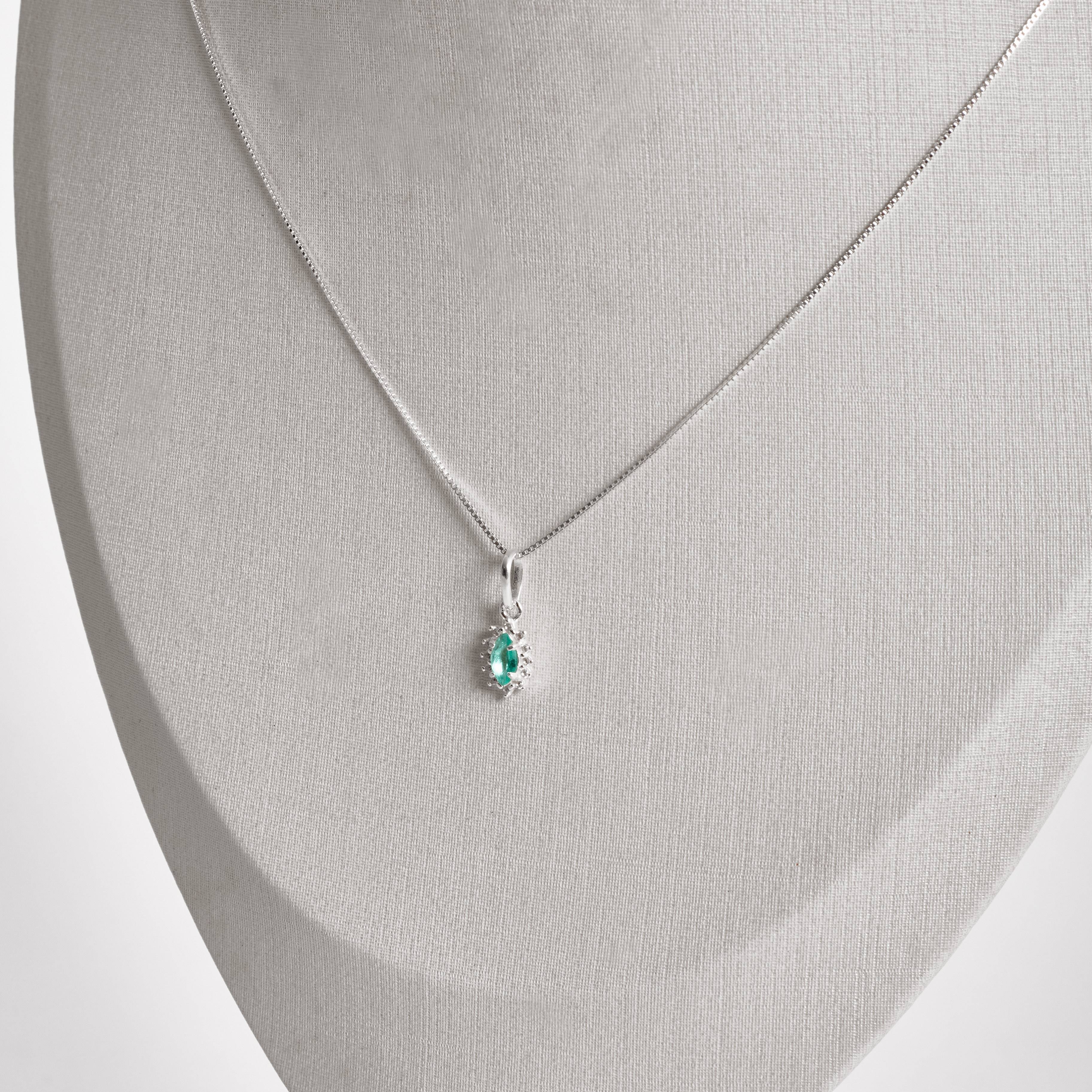 Imagem Colar pingente zircônia navete acqua com cravejado 9mm 45cm