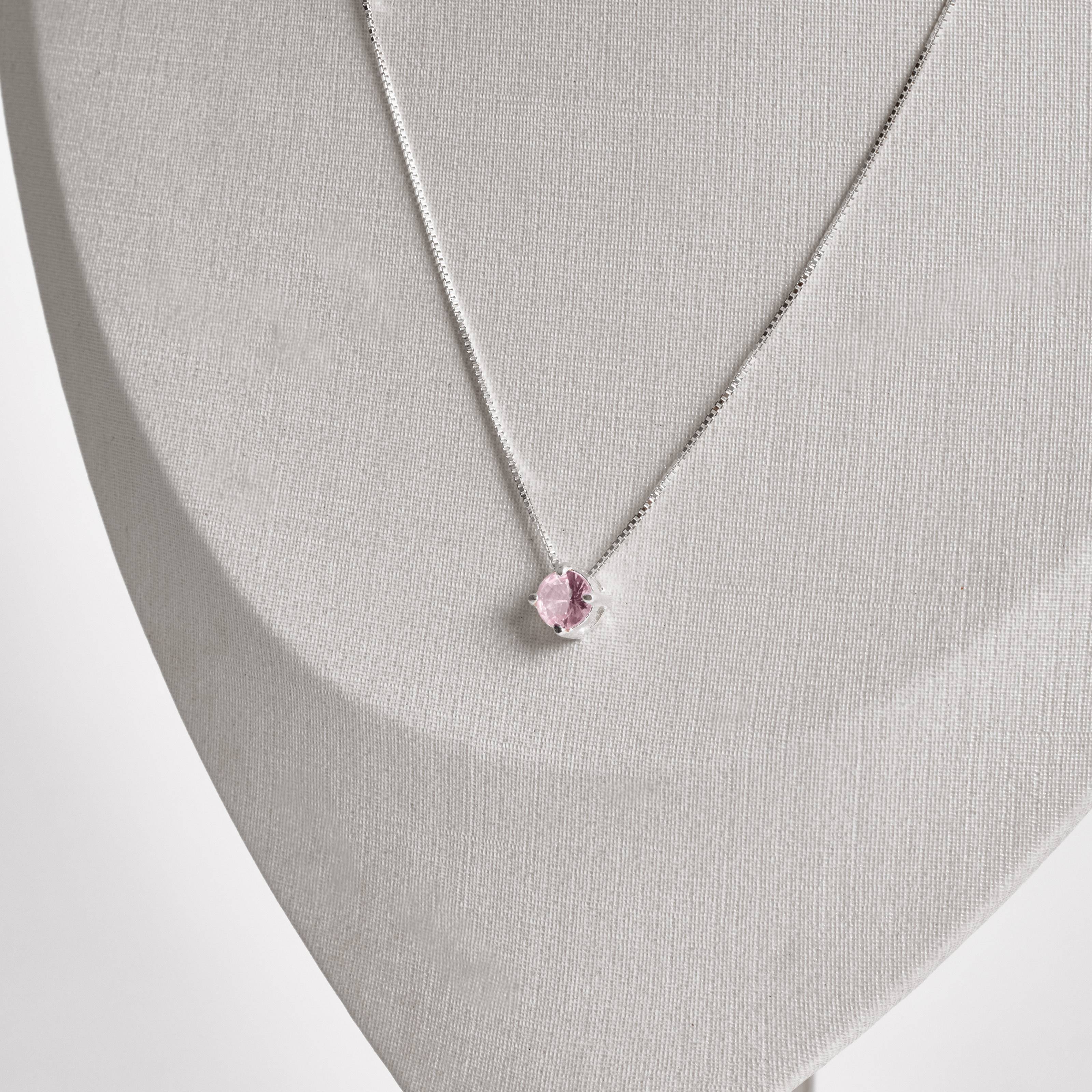 Imagem Colar zircônia redonda rosa 5mm 40cm