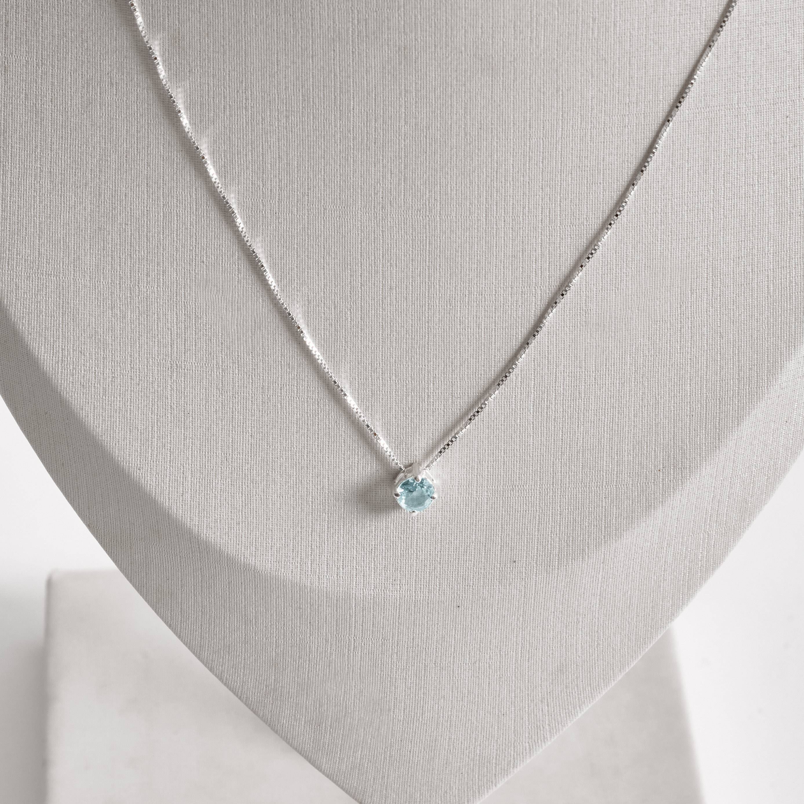 Imagem Colar zircônia redonda azul claro 5mm 40cm