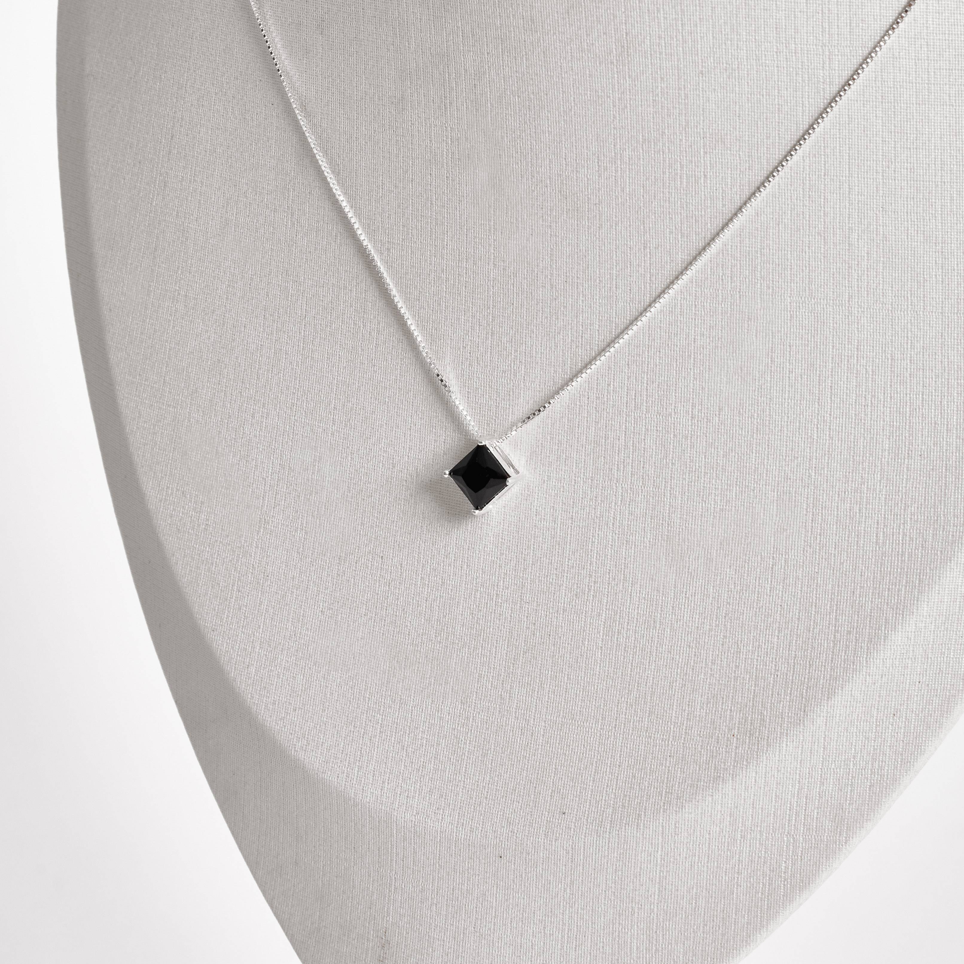 Imagem Colar zircônia losango ônix 10mm 45cm