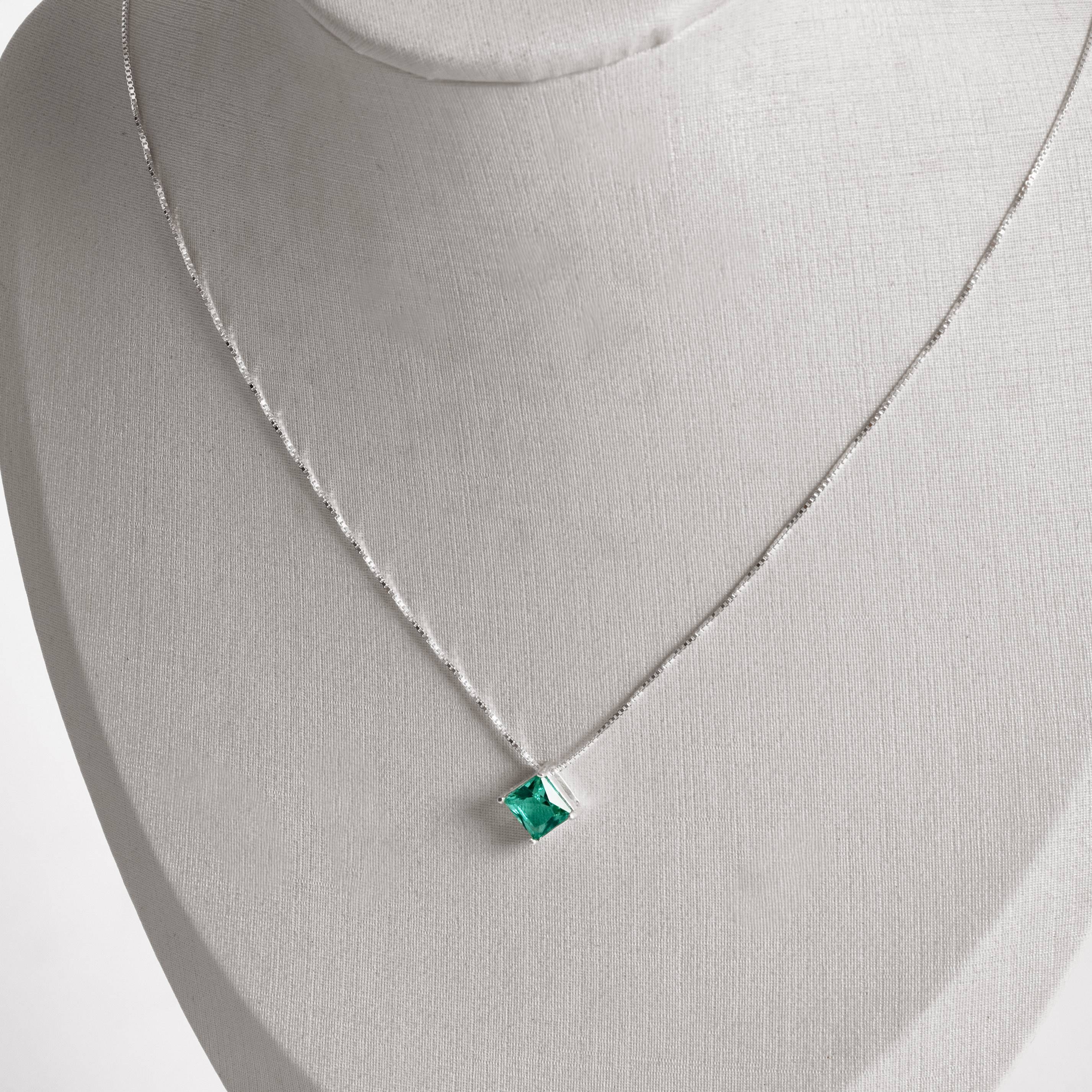 Colar zircônia losango acqua 10mm 45cm