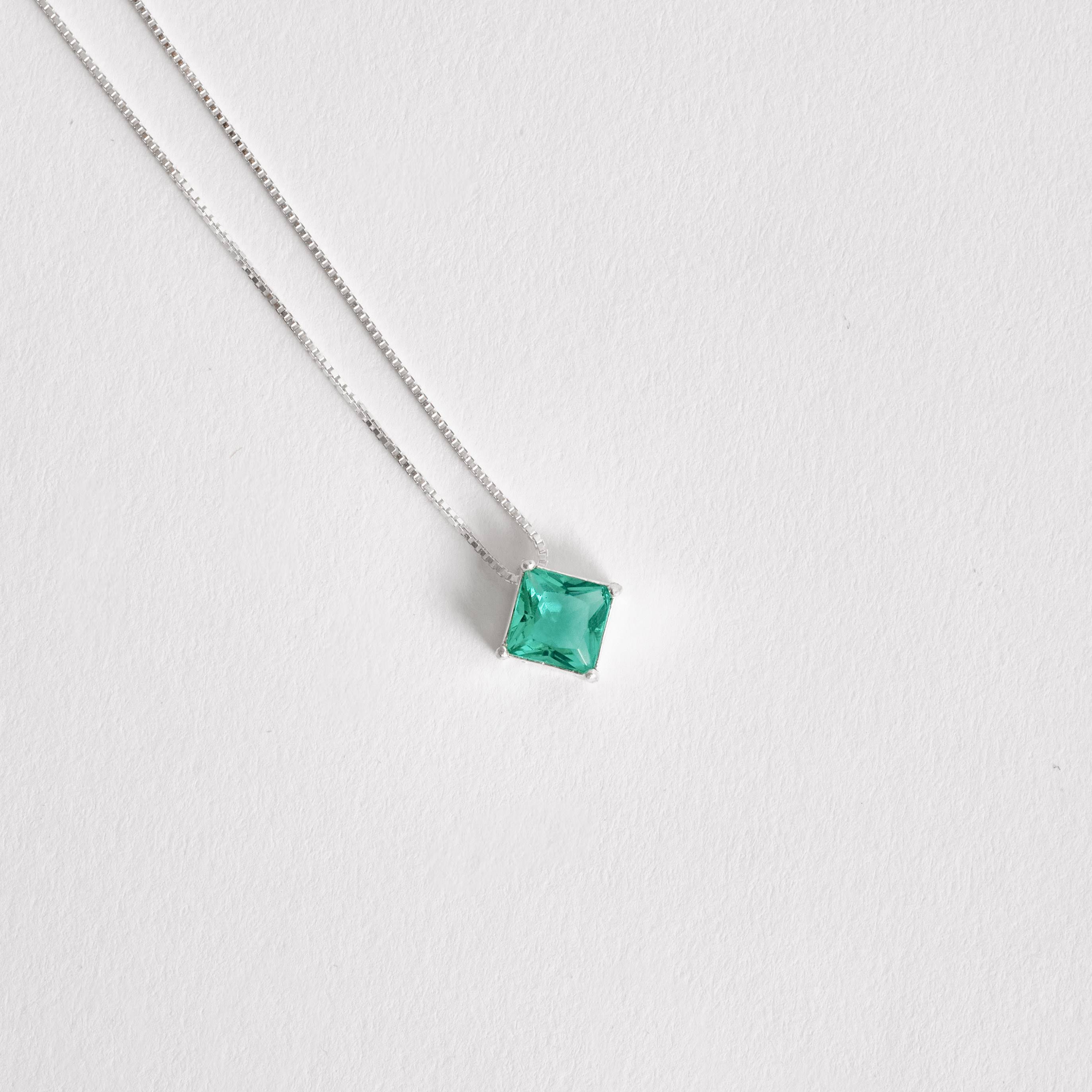 Imagem Secundária Colar zircônia losango acqua 10mm 45cm