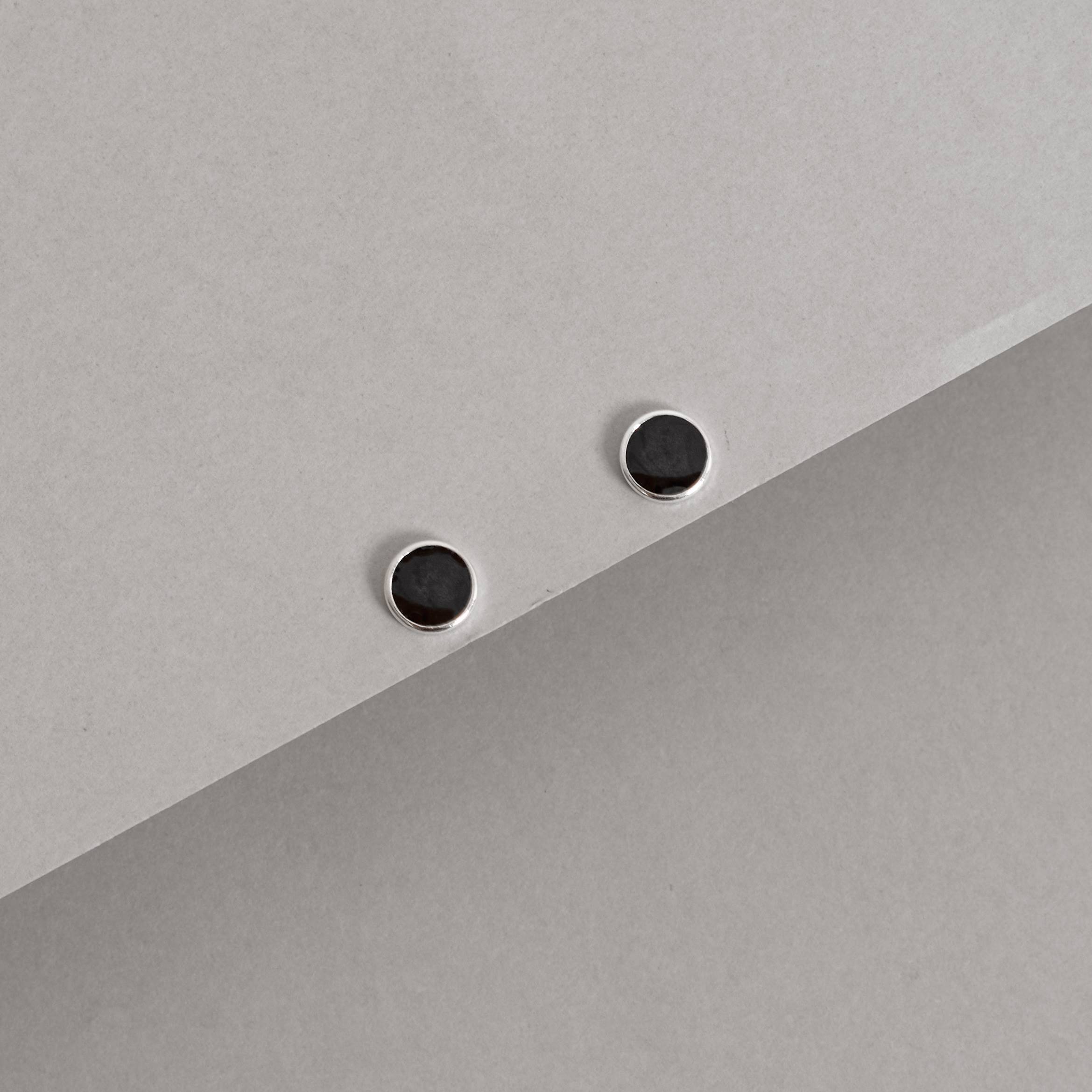 Imagem Brinco círculo ônix resina 7mm