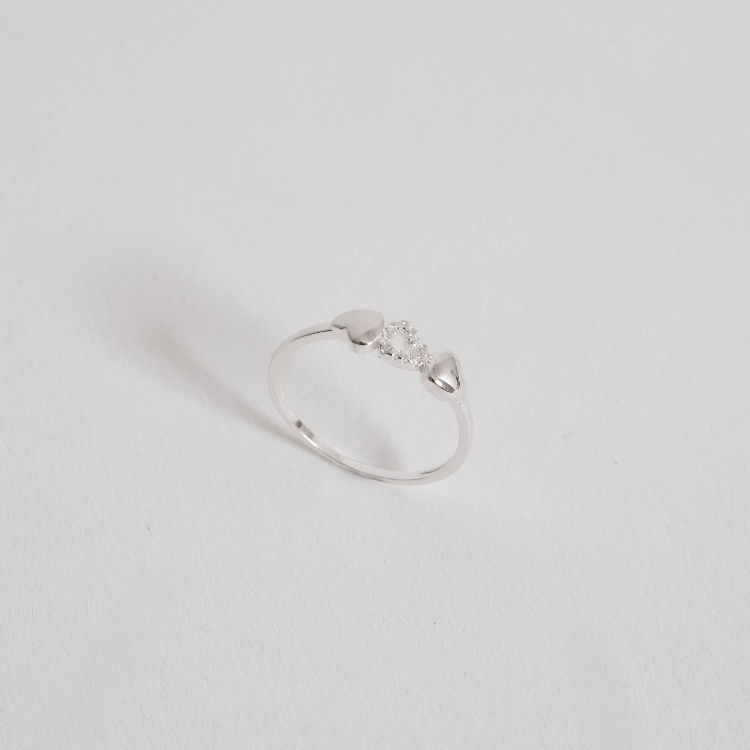 Imagem Anel corações cheios e vazado cravejado