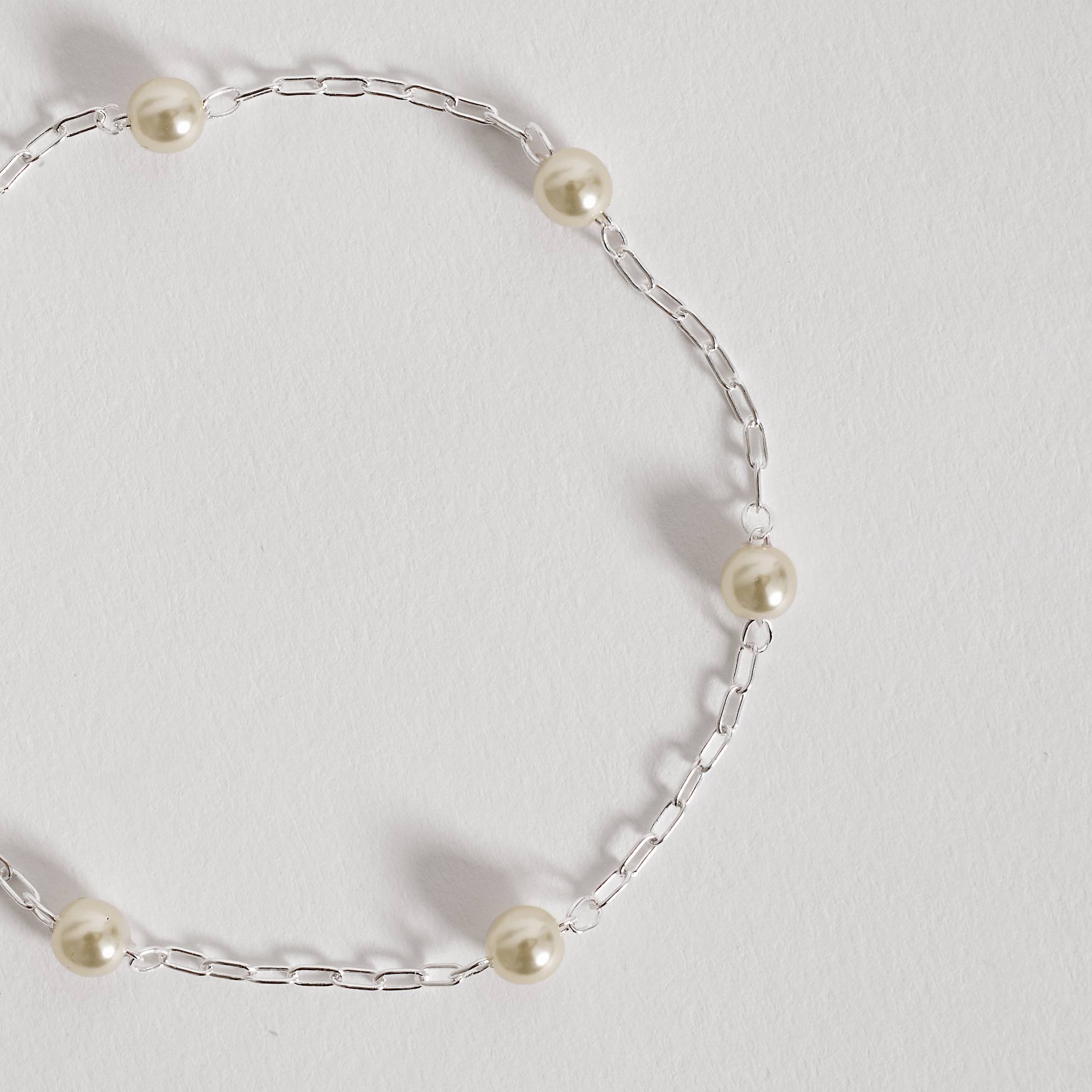 Pulseira entremeios pérolas 4.8 corrente cartier 19cm