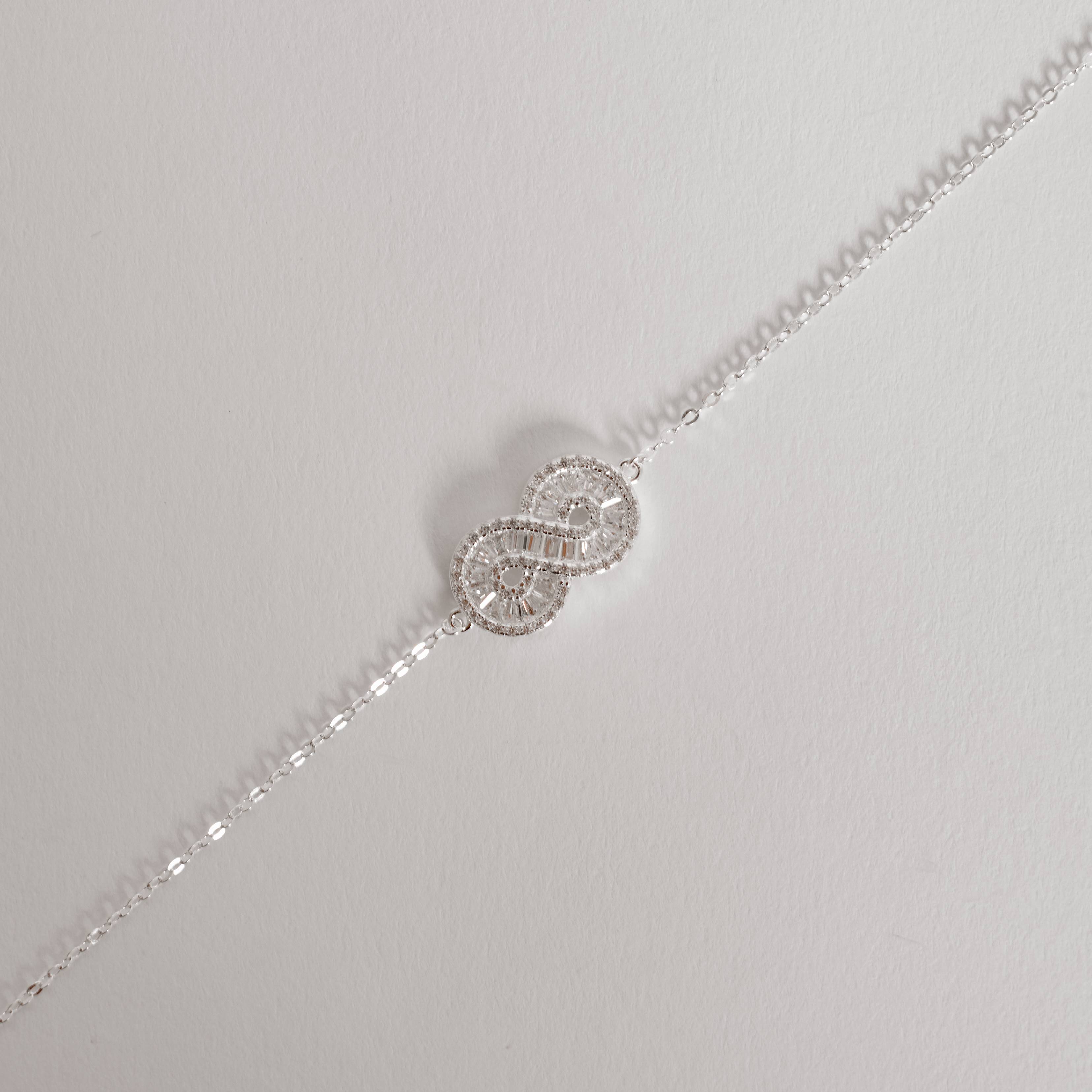 Pulseira entremeio infinito cravejado 17mm corrente cadeado 16+4cm
