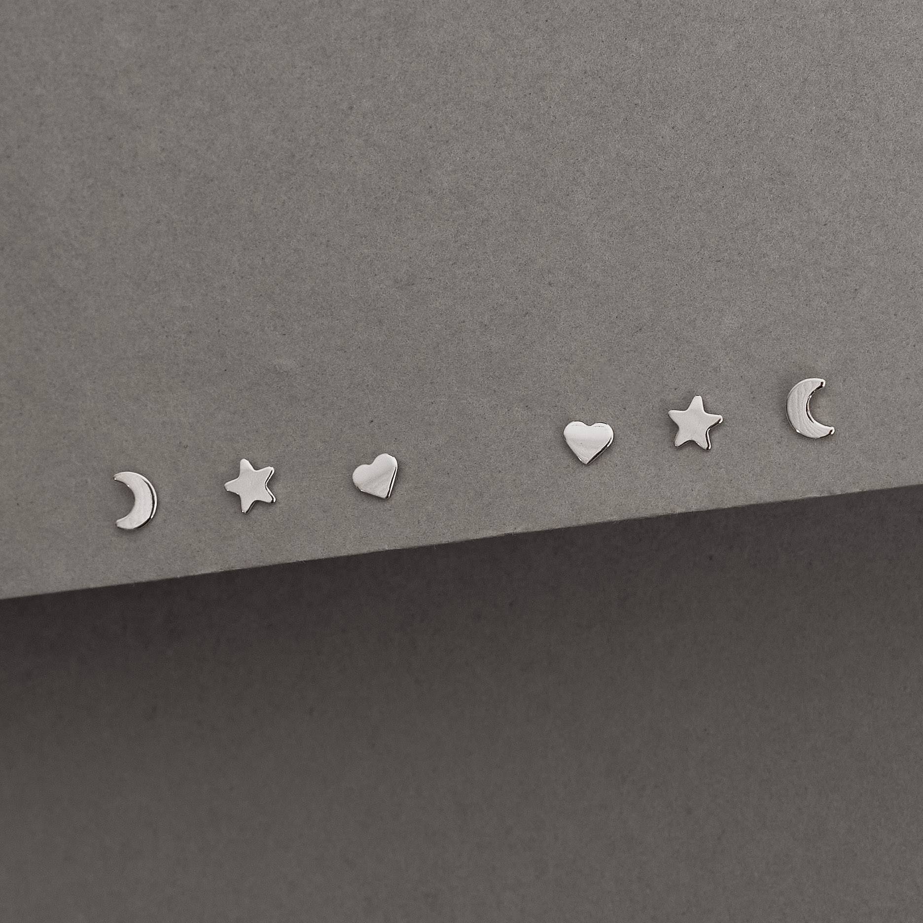 Trio lua, estrela e coração 4mm