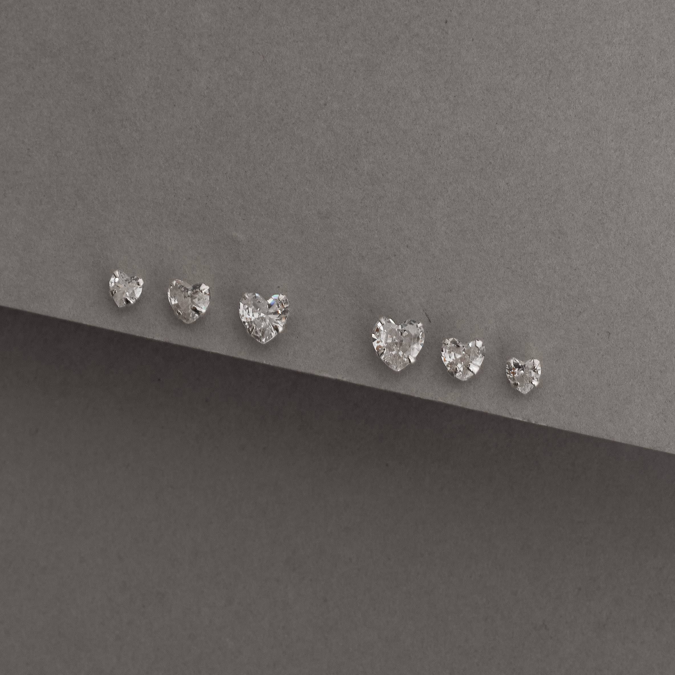 Trio zircônias coração 4, 5 e 6mm