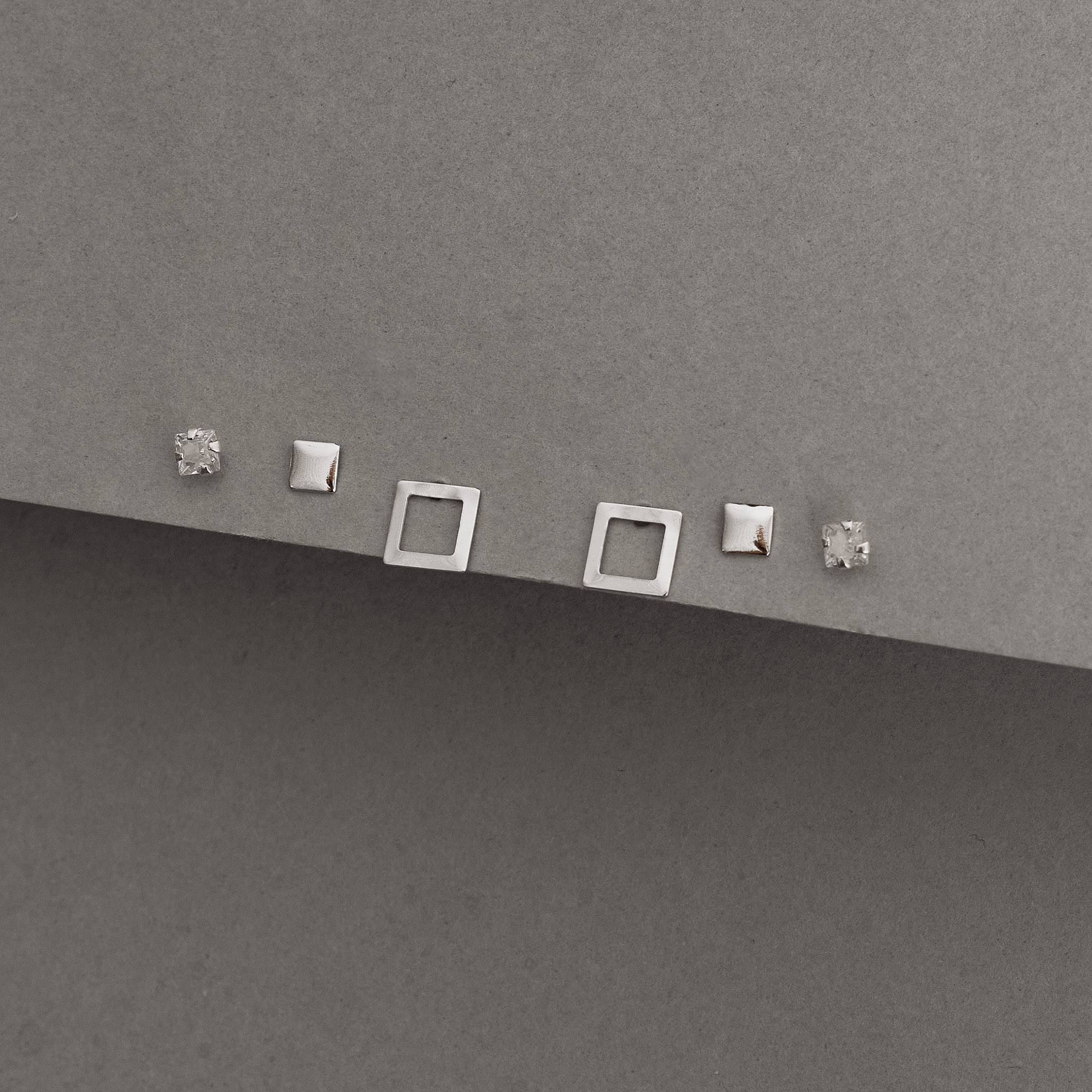 Trio quadrados com zircônia