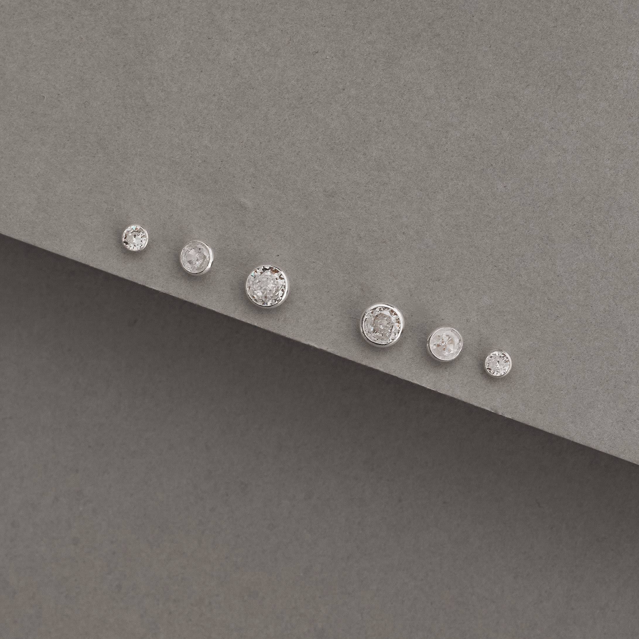 Trio zircônia redonda 3, 4 e 5mm cristal embutida