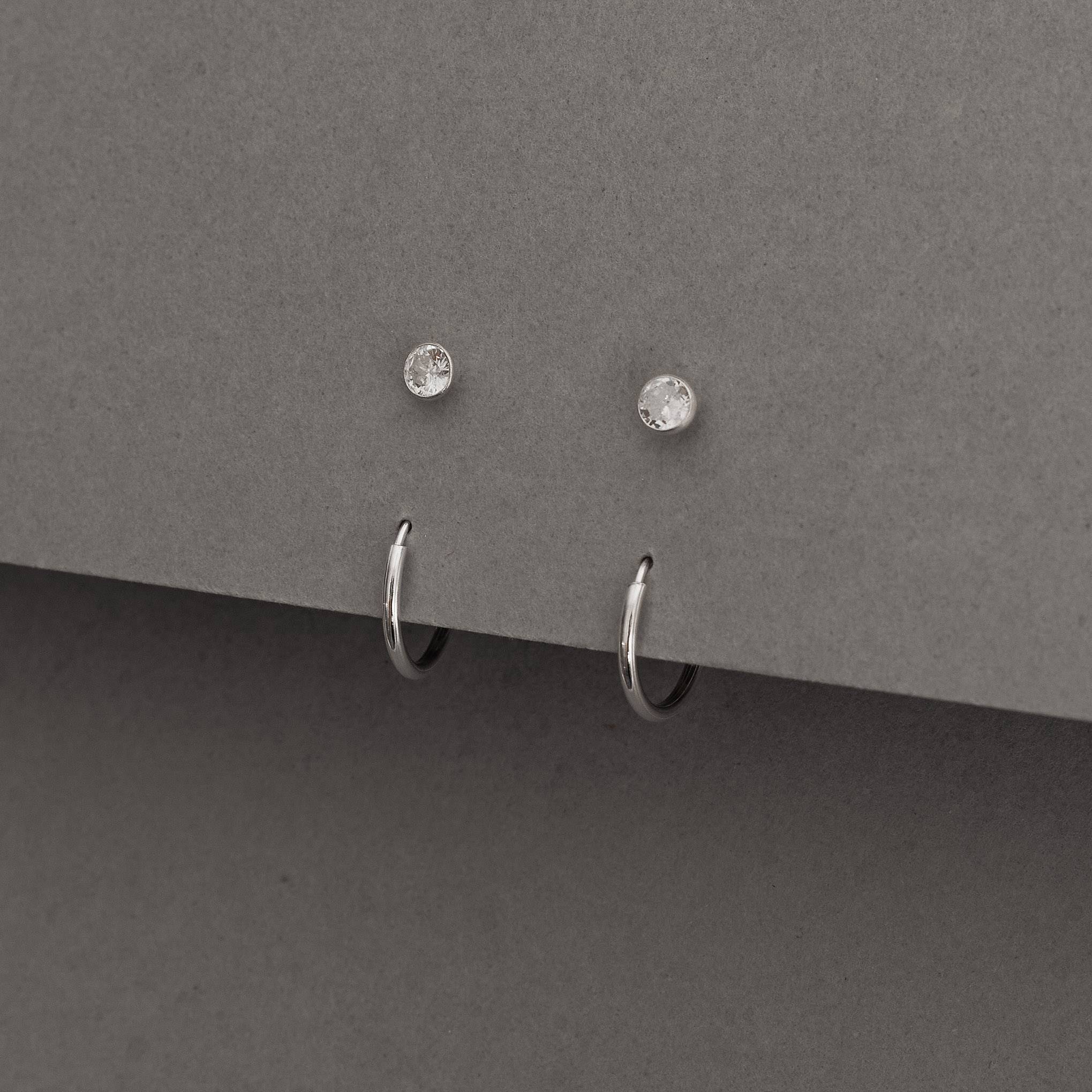 Dupla zircônia redonda embutida 3mm e argola 10mm