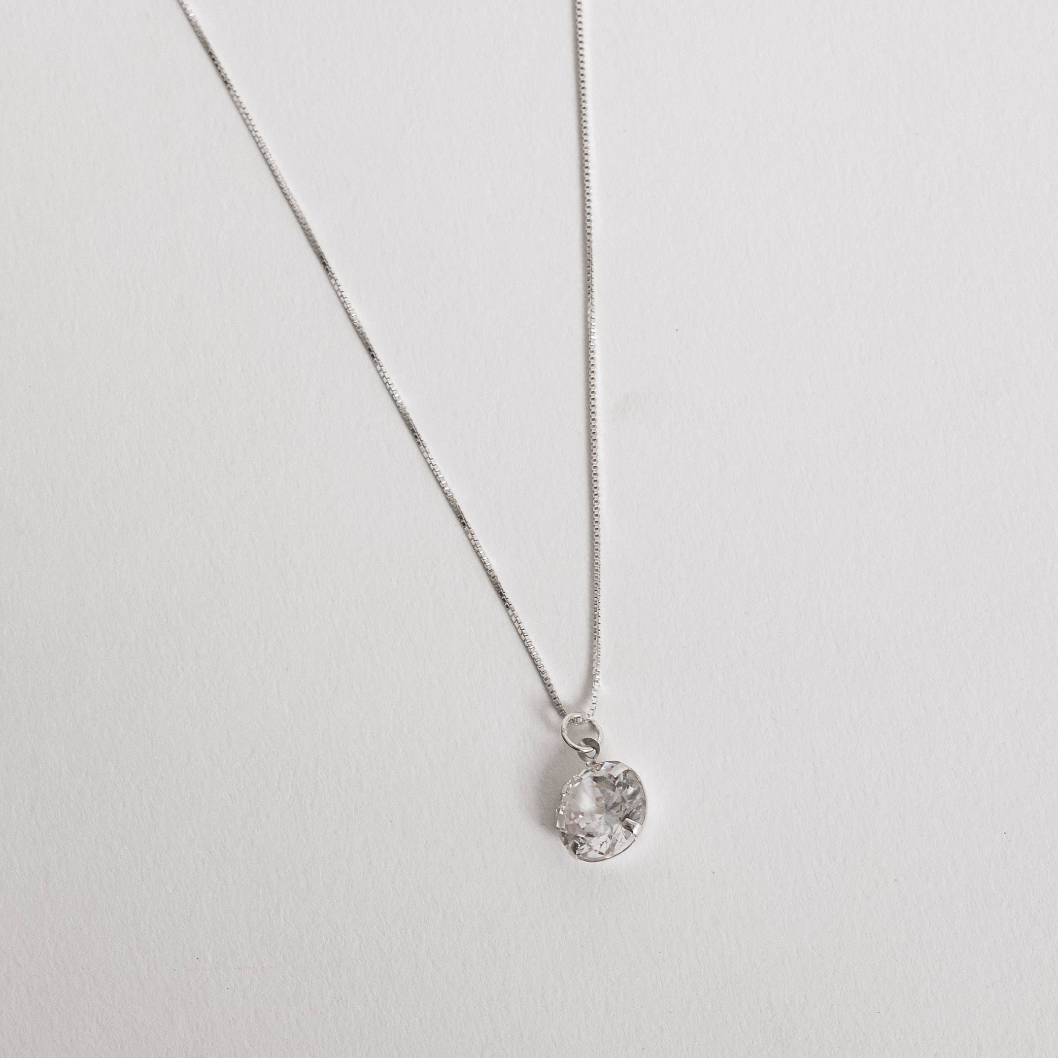 Imagem Secundária Colar pingente zircônia redonda 10mm 45cm