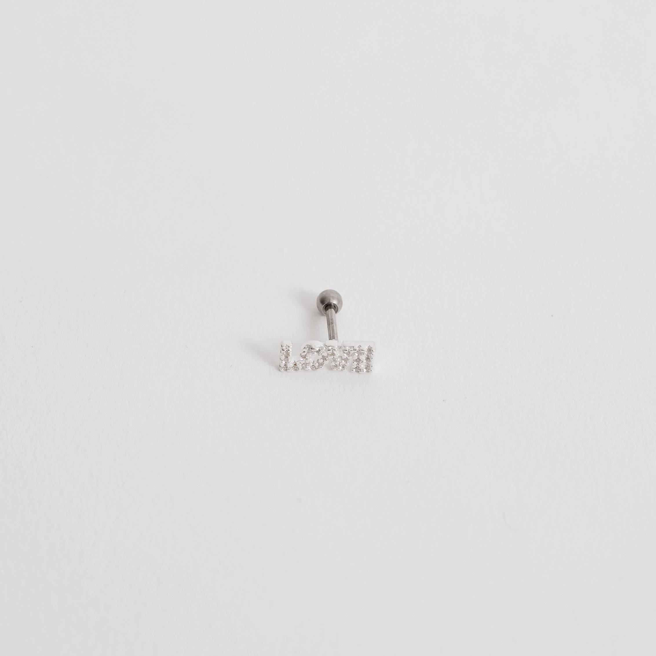 Imagem Secundária Piercing haste escrito love cravejado 10mm