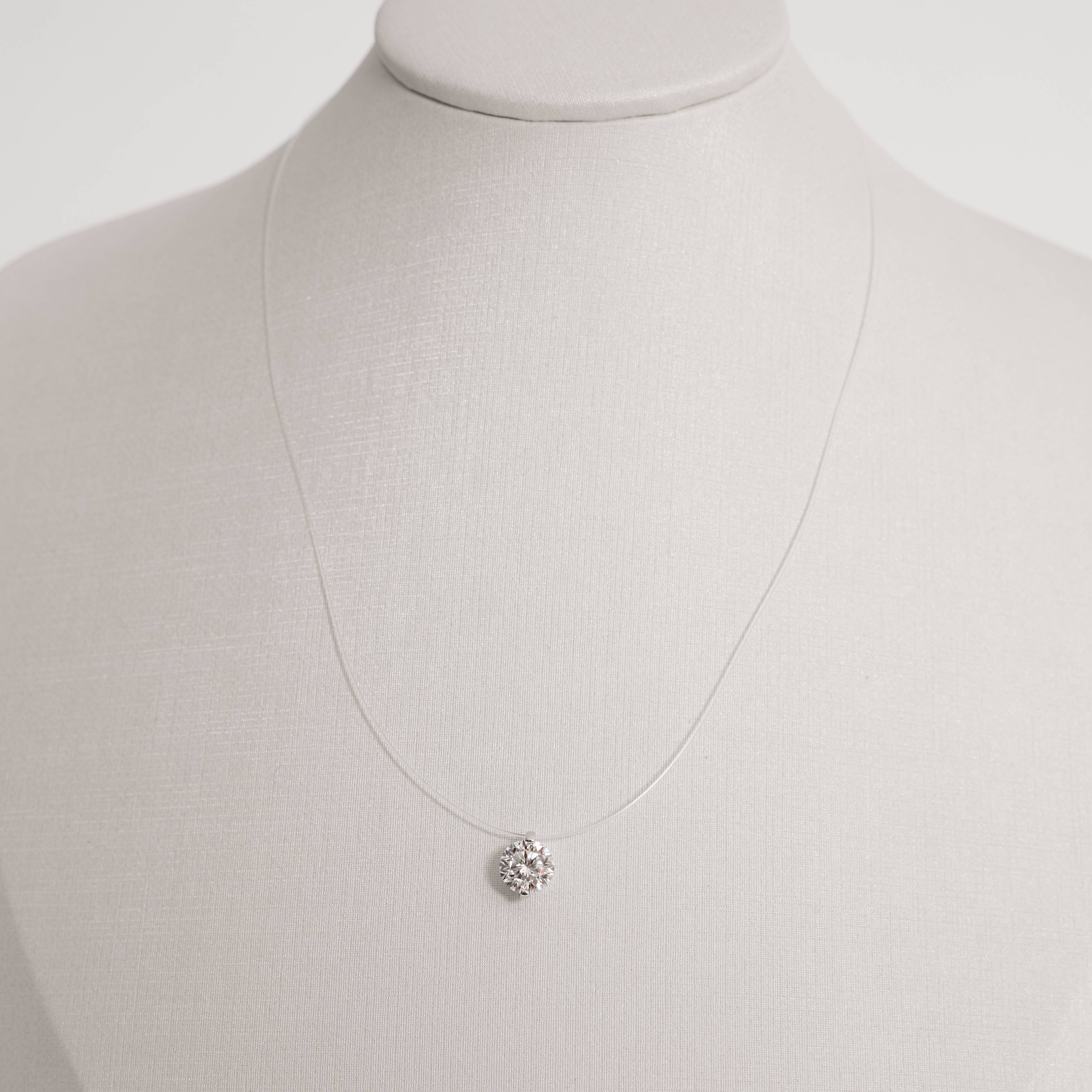 Imagem Secundária Colar nylon moissanite 6.5mm 40+5cm ródio