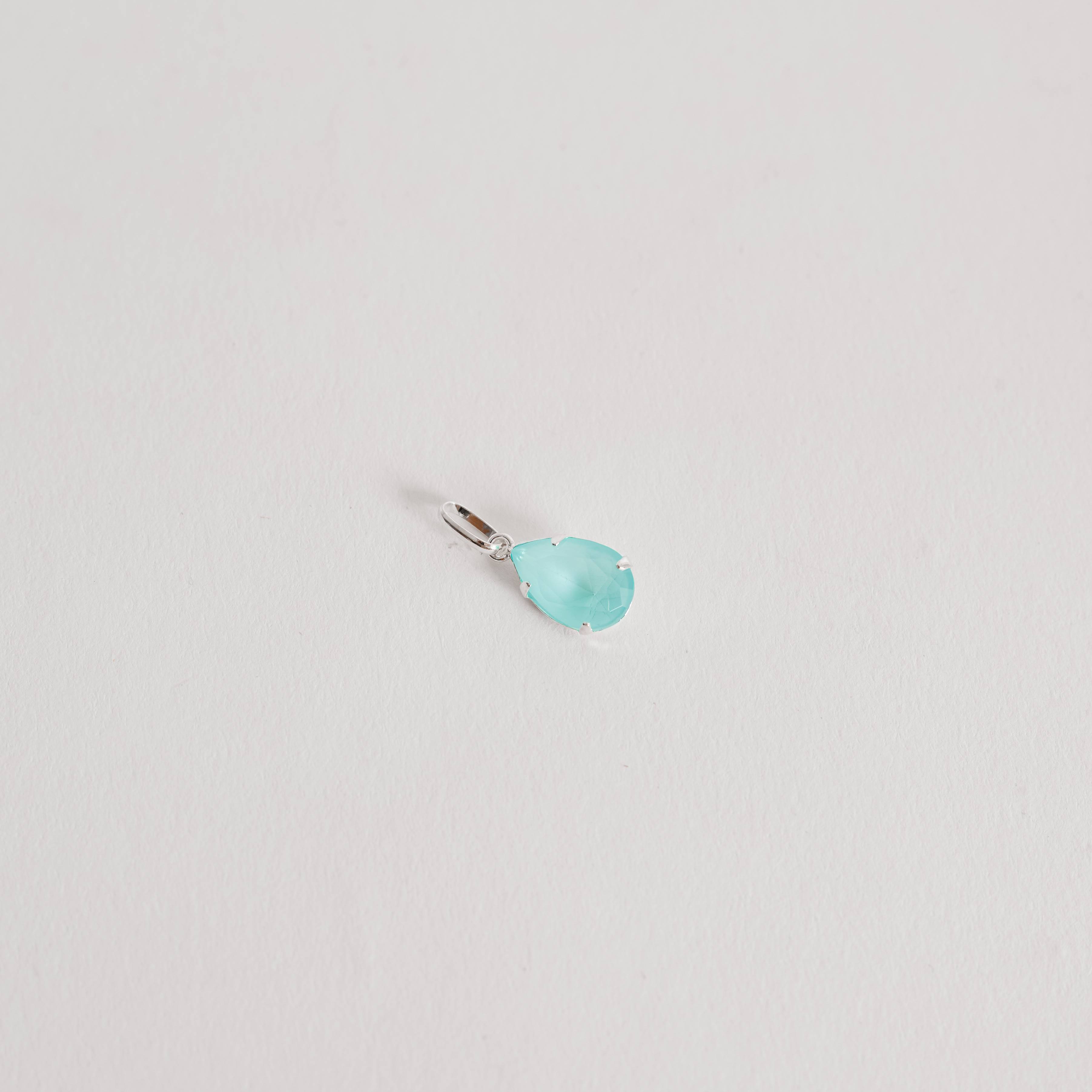 Pingente zircônia gota acqua leitoso 12mm