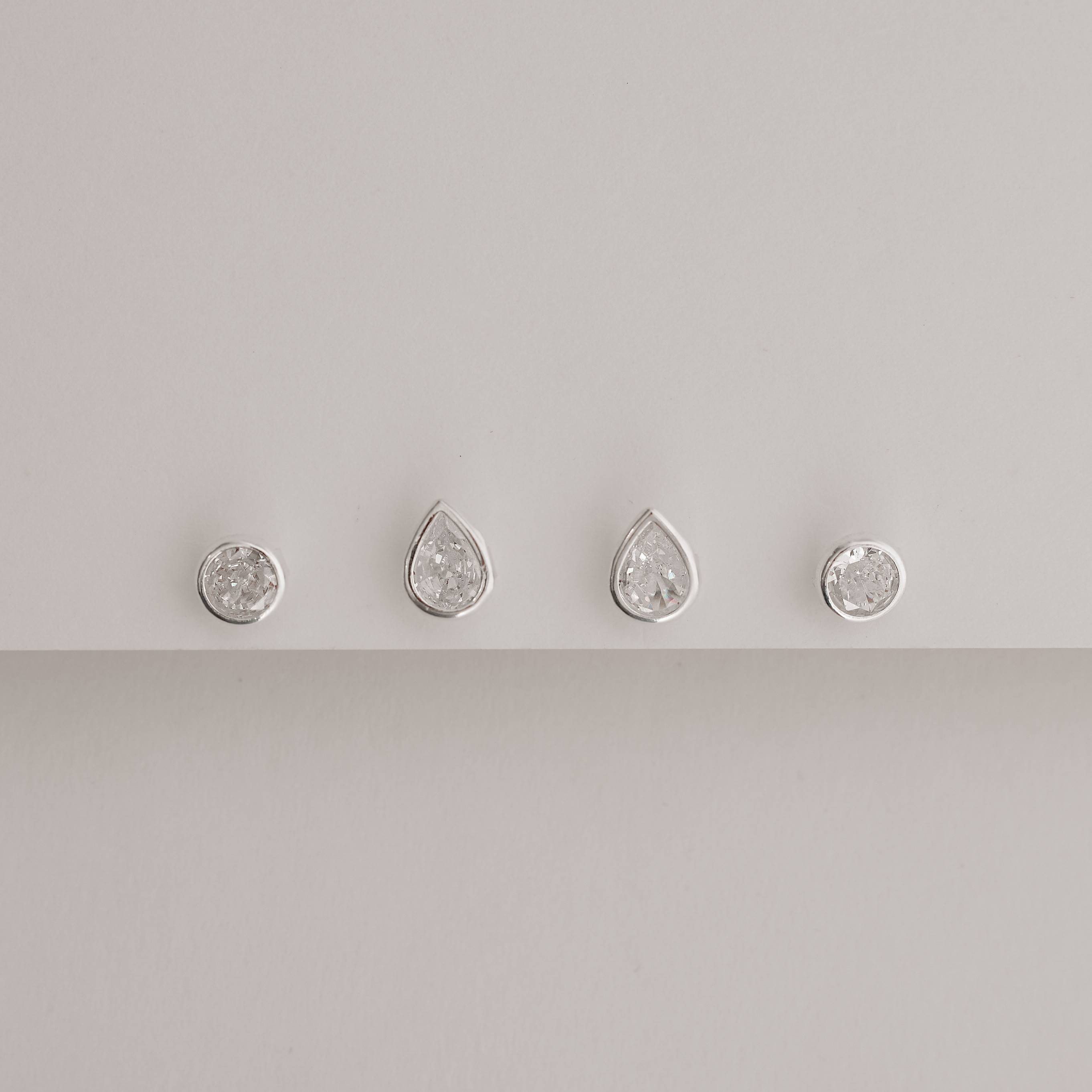 Dupla zircônias embutidas redonda 6mm e gota 8mm