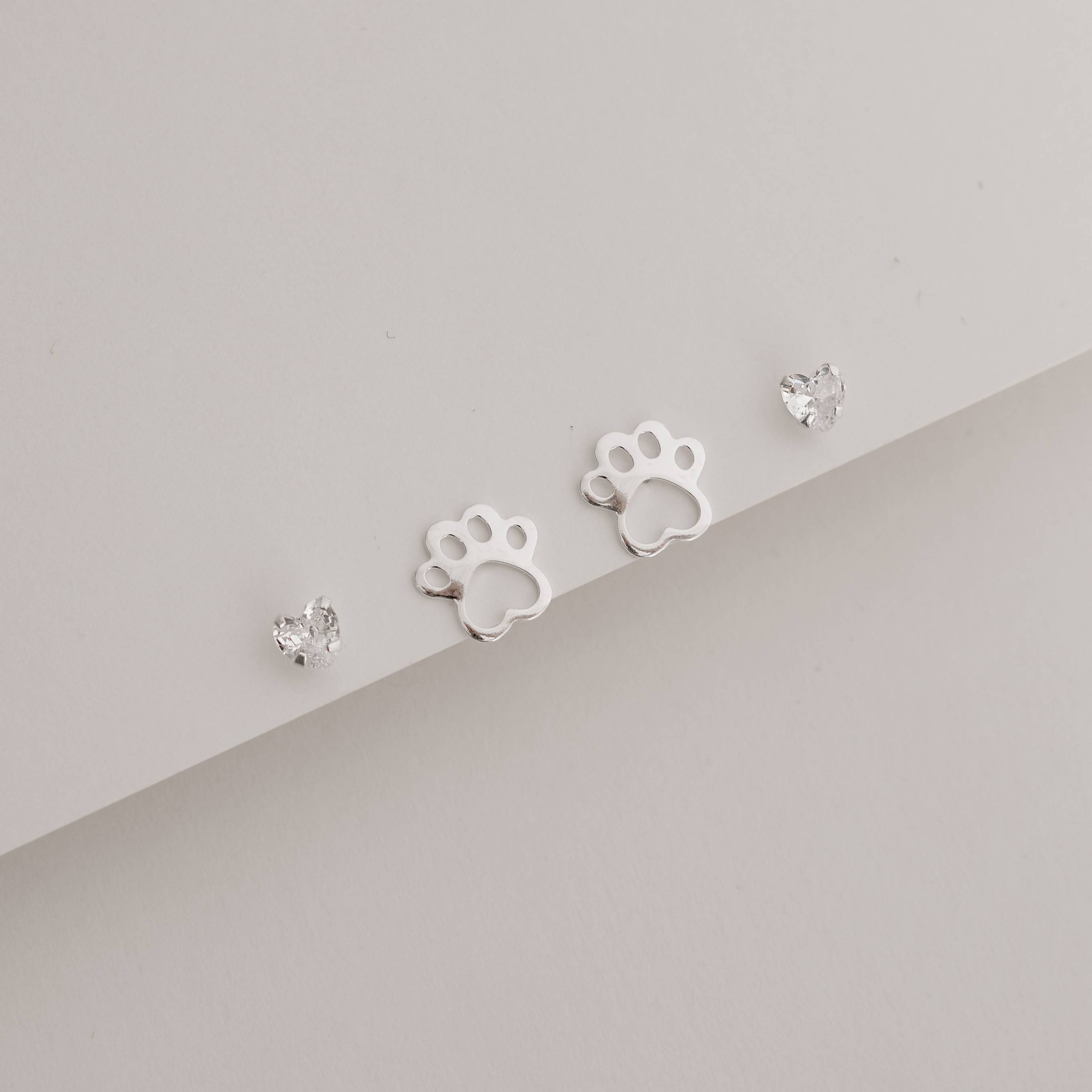 Dupla zircônia coração 5mm e pata 10mm