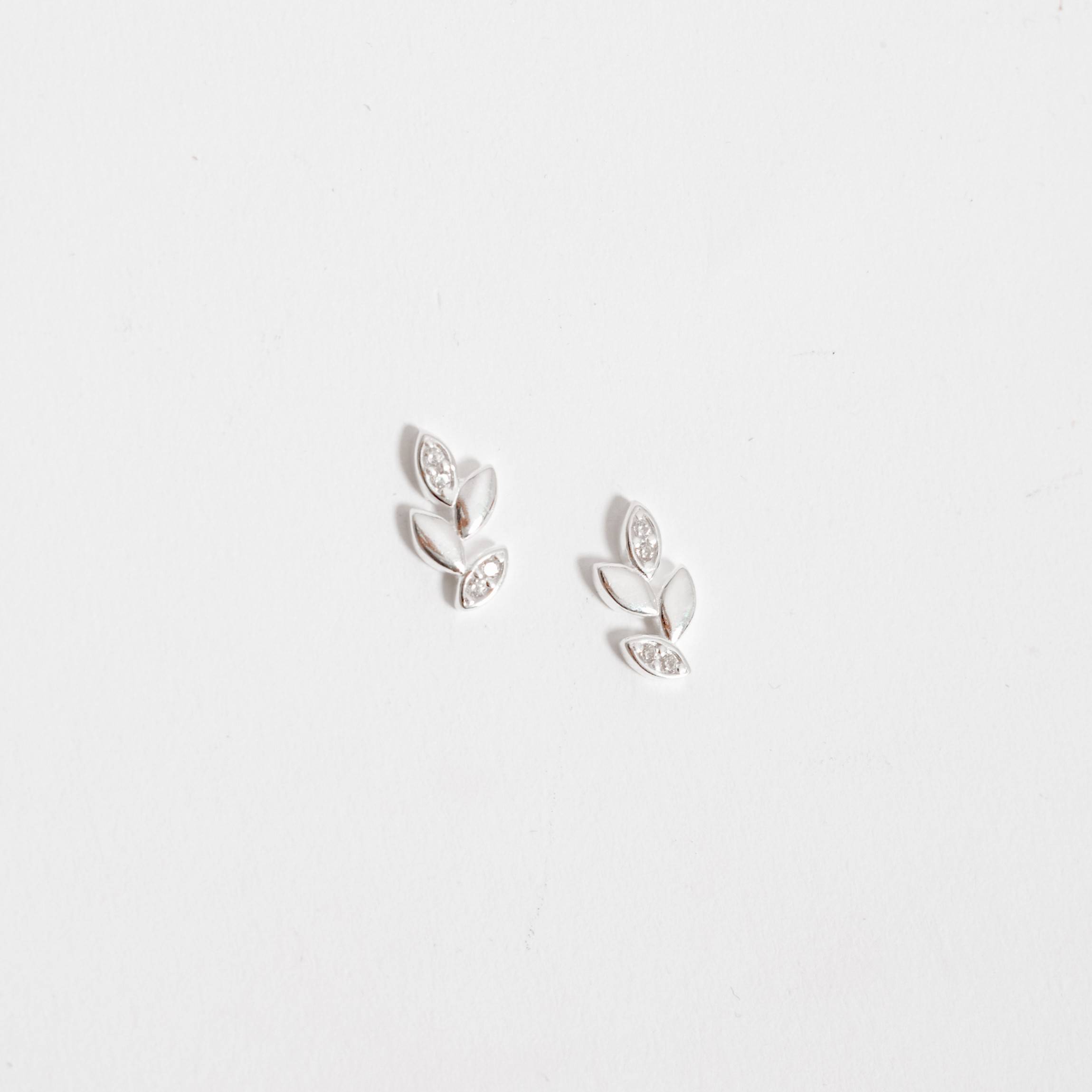 Imagem Brinco folhas com cravejado 13mm