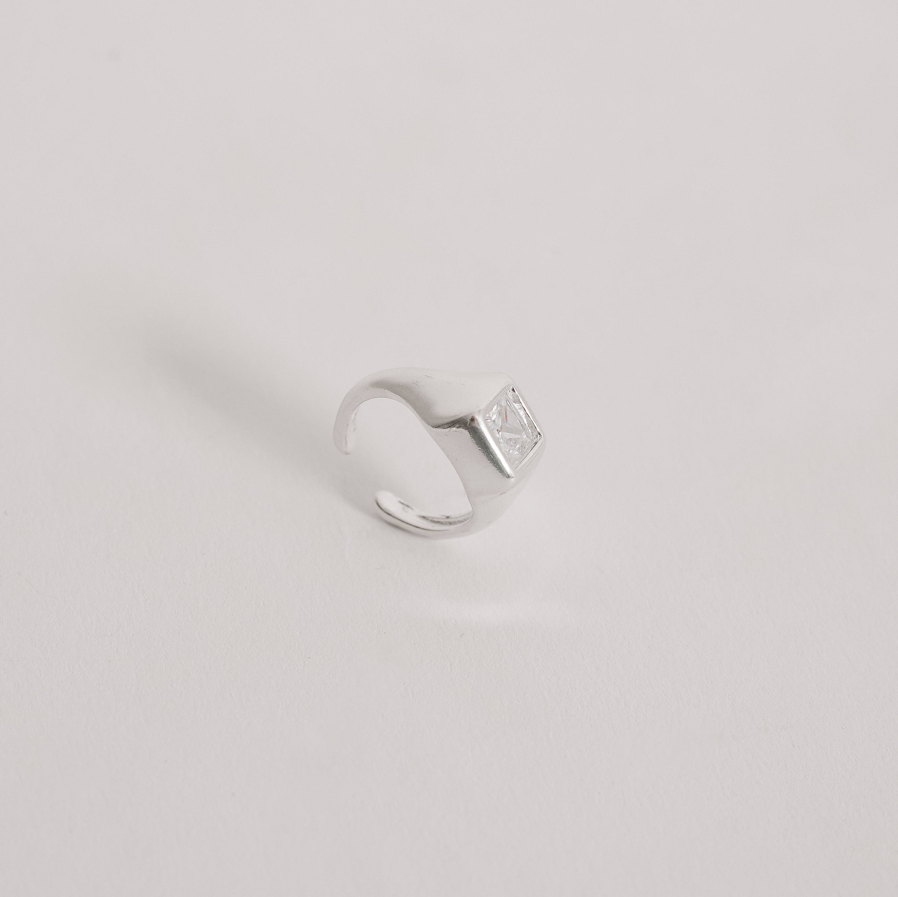 Imagem Anel dedinho zircônia quadrada aberto