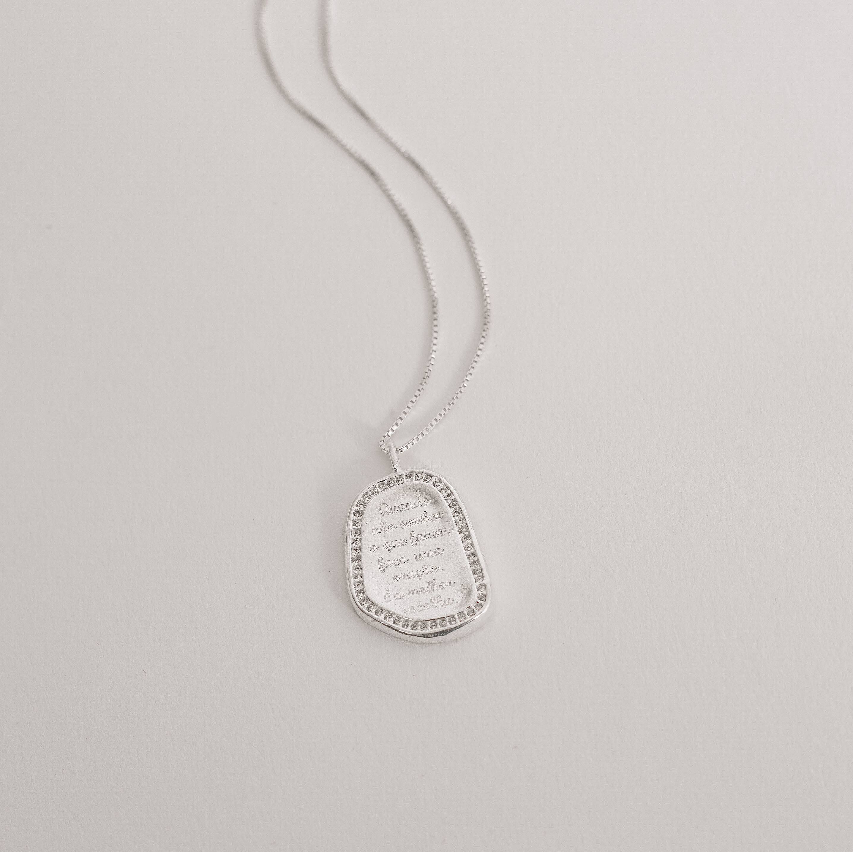 Imagem Colar medalha quando não souber o que fazer, faça uma oração. É a melhor escolha 19mm borda cravejada 45cm