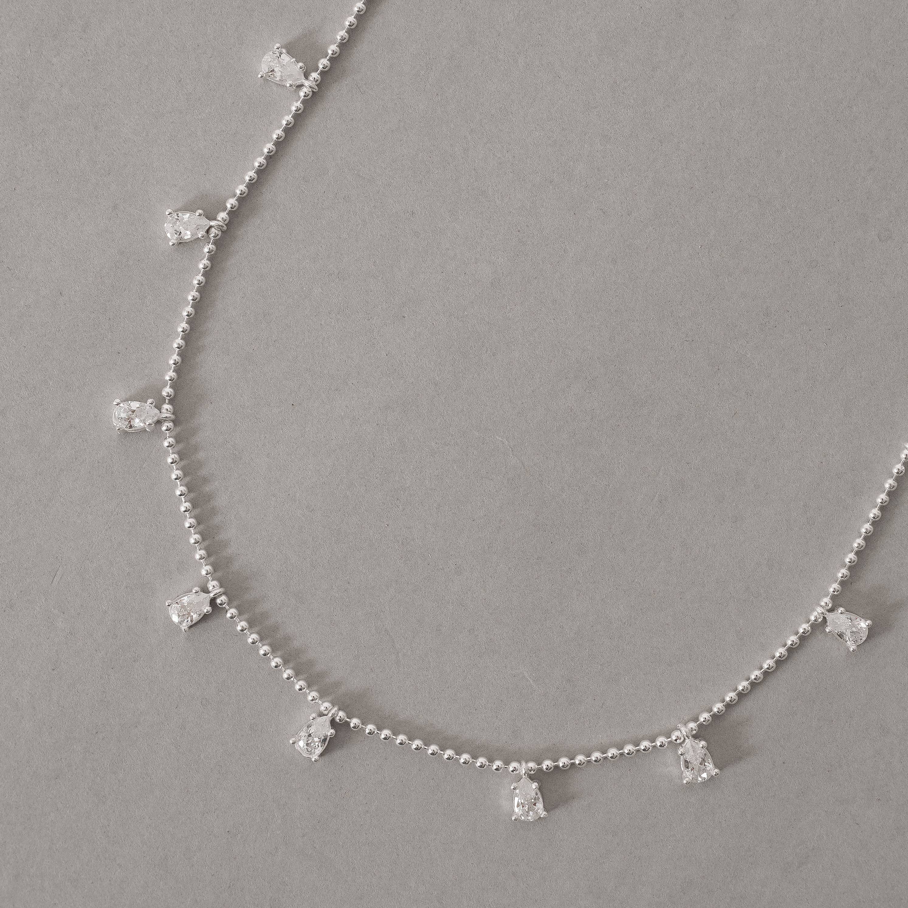 Imagem Colar micro bolas com pingentes zircônias gota 5mm 40+5cm